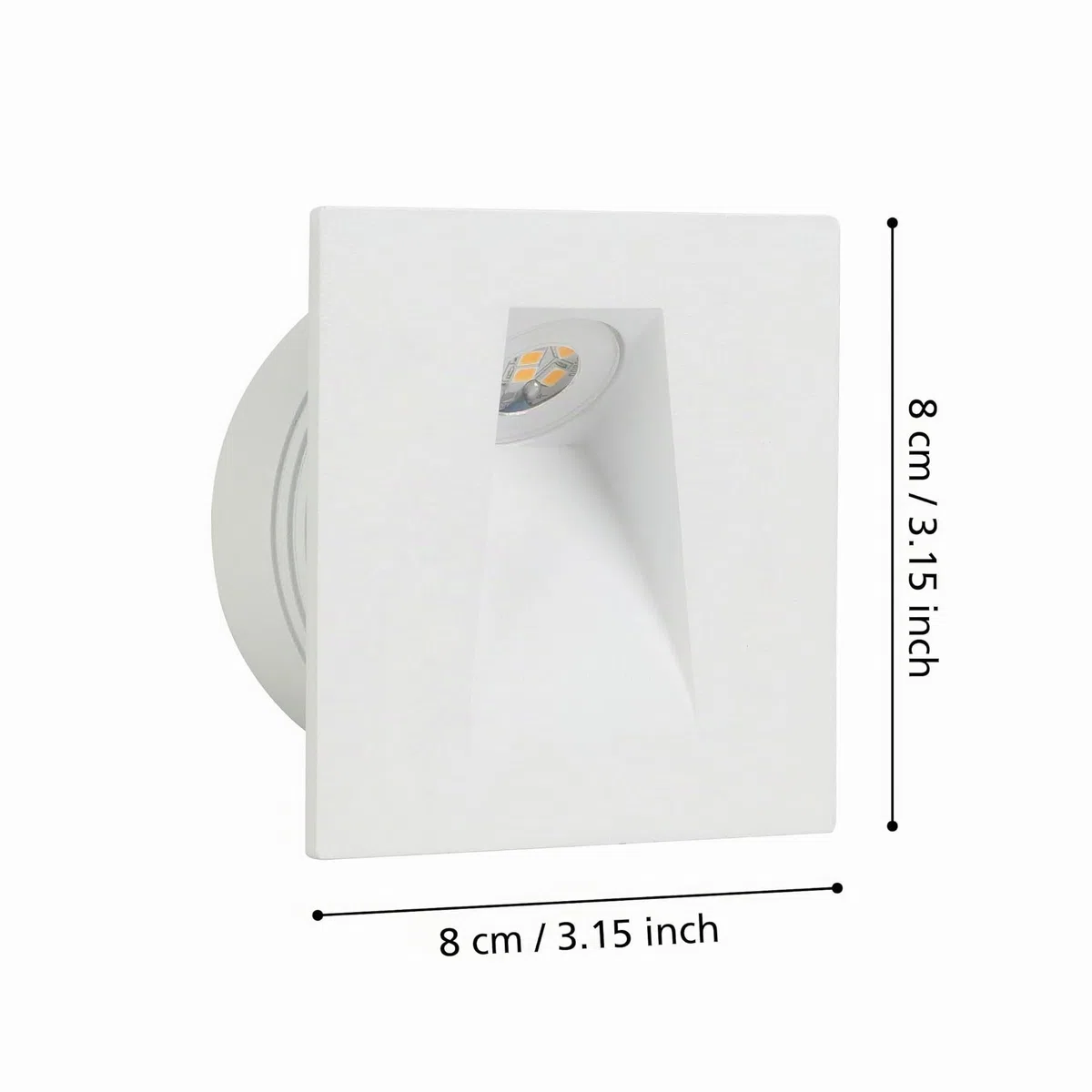 Eglo Led luce da incasso Mecinos, faretto da incasso, illuminazione per scale in metallo bianco, Led lampada da incasso a parete, L x L 8 cm