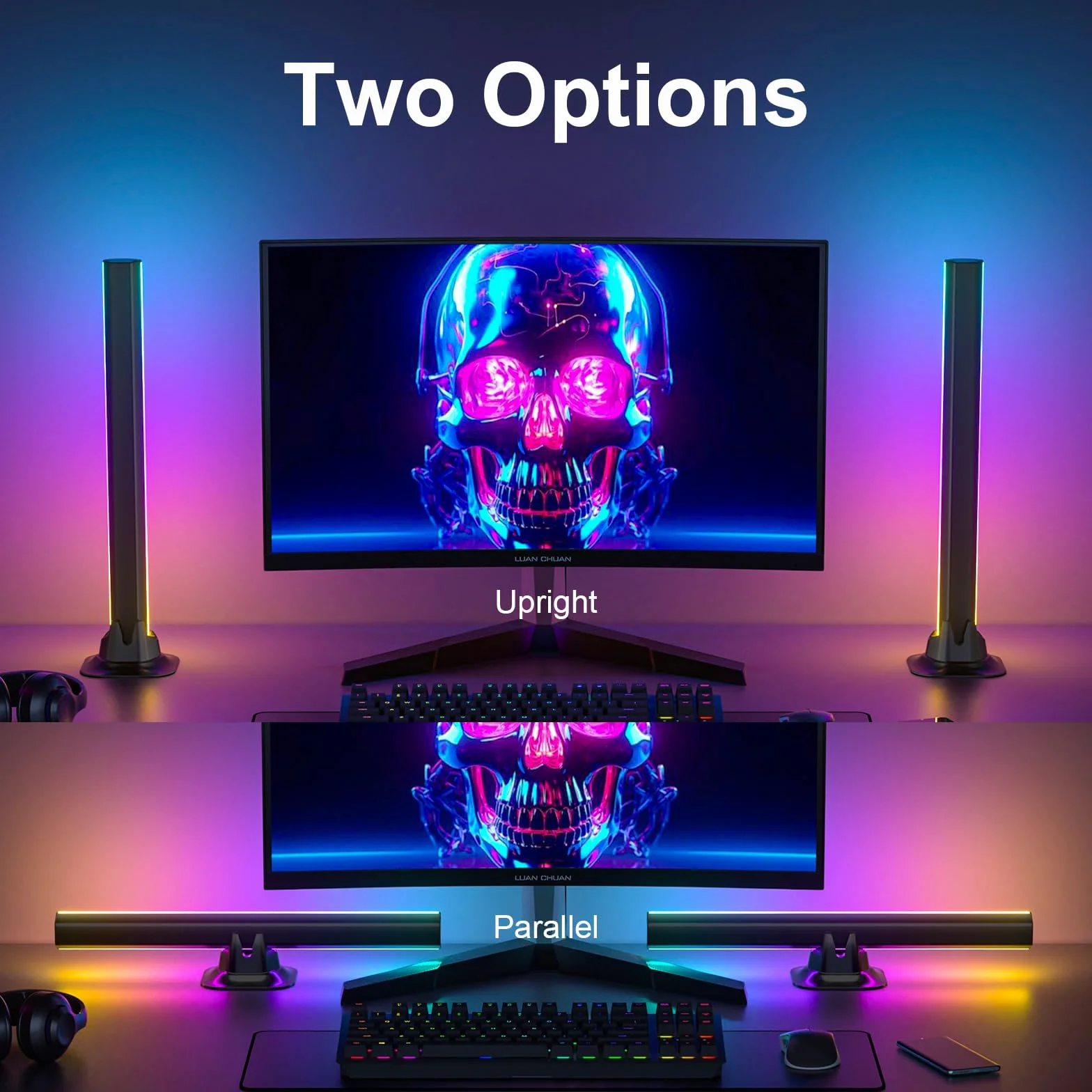 Barre LED RGBIC 32cm a 300°, Luci Scrivania Gaming e Retroilluminazione TV Intelligente, Lampada Monitor PC con Sincronizzazione Musicale, Controllo App USB 5V, Accessori Postazione