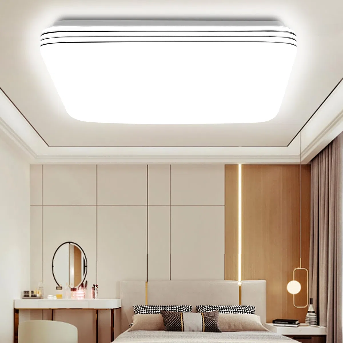 Plafoniera a LED con finiture argentate, 18W, 6500K, per corridoio, camera da letto, cucina, bagno, balcone e cantina. Ultrasottile e moderna, 21.7 cm.