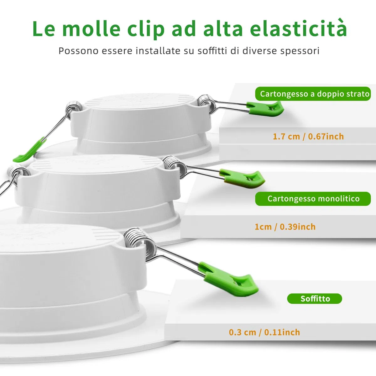 Faretti LED da Incasso per Cartongesso 5W 450LM Luce Naturale 4000K, IP44 Faretto LED Soffitto Incasso Cartongesso foro 70-90MM, AC220-240V, Set di 10