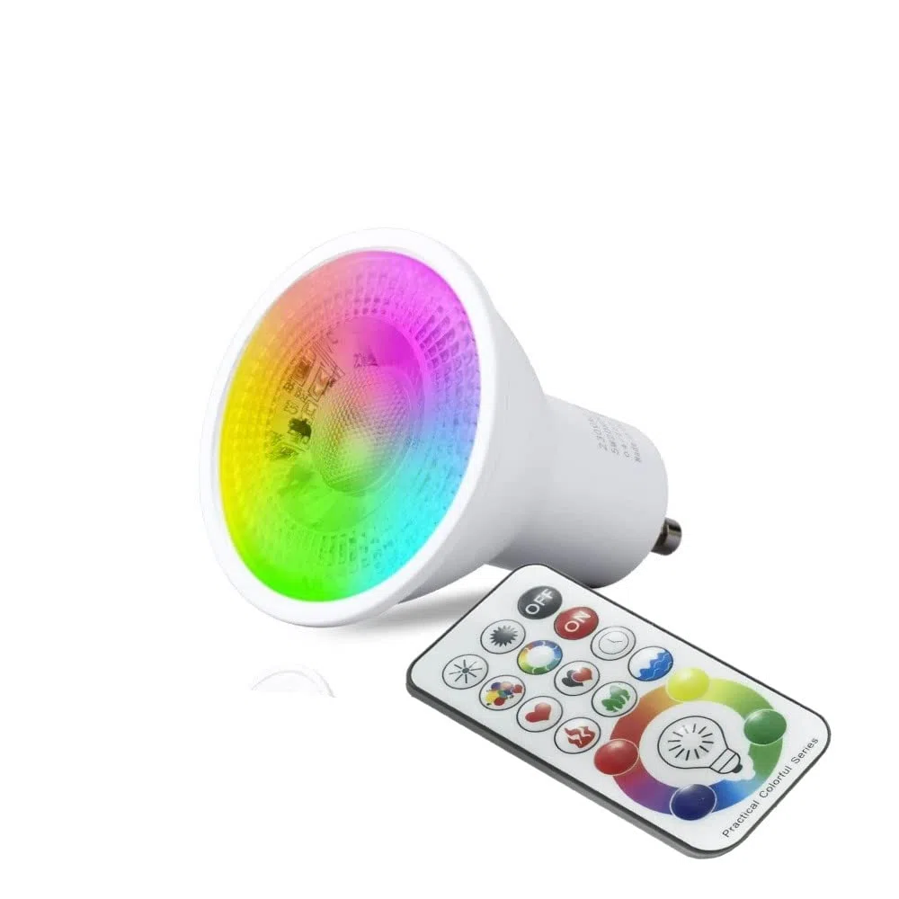 Faretto Silver spazzolato Led da incasso per bagno box doccia lampada RGBW 4000k 5W GU10 cromoterapia con telecomando cambia colore ed effetti partenopeautensili®