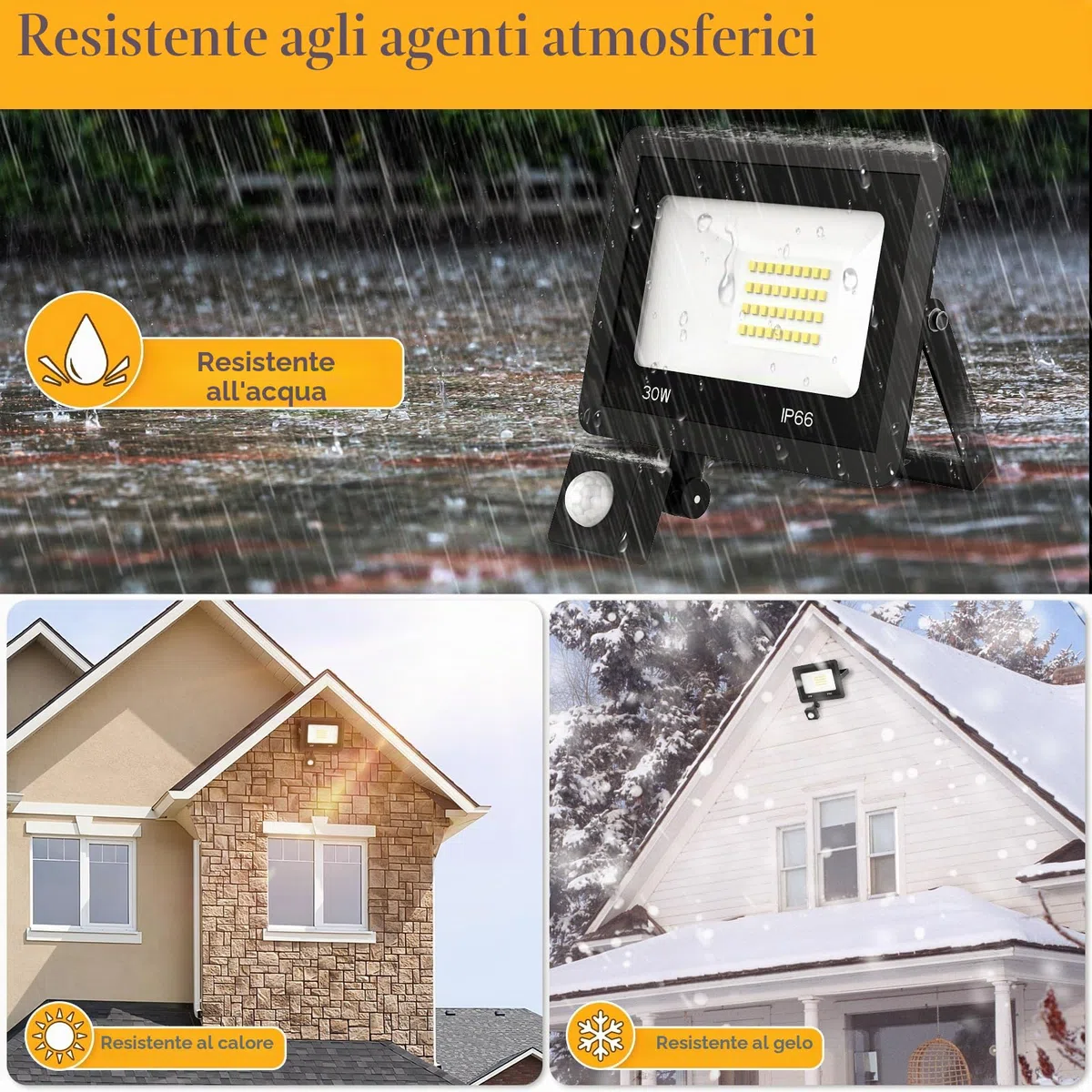 30W Faretto LED da Esterno con Sensore di Movimento - 2 Pezzi Bianca Fredda 6500K - Modalità Regolabili Interno Faro con Telecomando, IP66 Impermeabile Faretti Lampioni per Giardino Cortili Garage