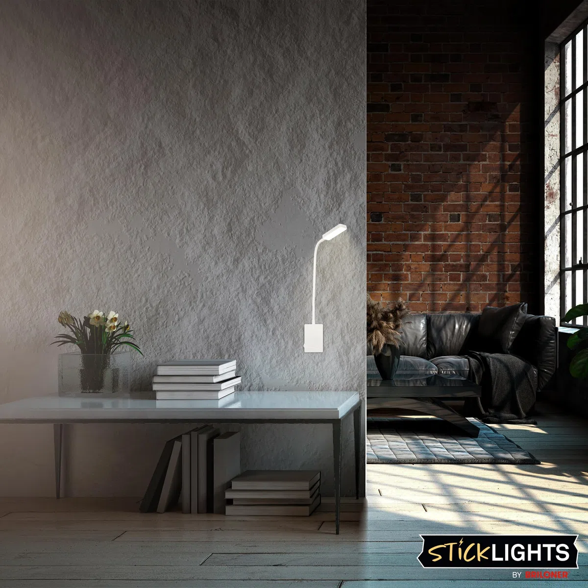 BRILONER Sticklights - Lampada da parete senza elettricità o foratura, con batteria, touch dimmerabile, luce bianca calda, senza fili, 6 x 3 x 50 cm, colore: bianco