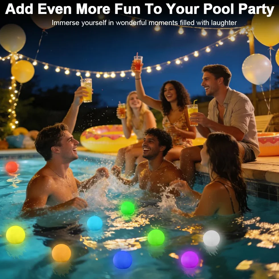 Palla Luminosa per Piscina, 4 Pezzi Luci Galleggianti per Piscina con Telecomando, Impermeabili Luci per piscina LED Fuori Terra, Lampada Sfera Giardino per P-iscina Laghetto Giardino