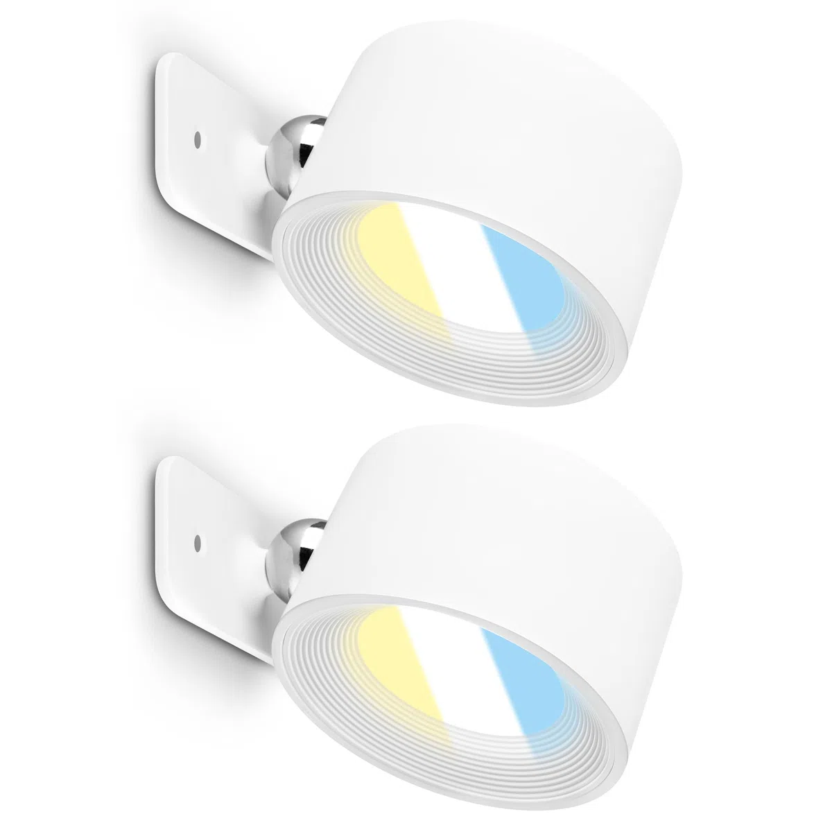 BRILONER - Set di 2 lampade parete senza fili, rimovibili magneticamente, ruotabili a 360 gradi, dimmerabili, CCT, applique a batteria, applique ricaricabile, camera da letto, 9x7,5x4 cm, bianco