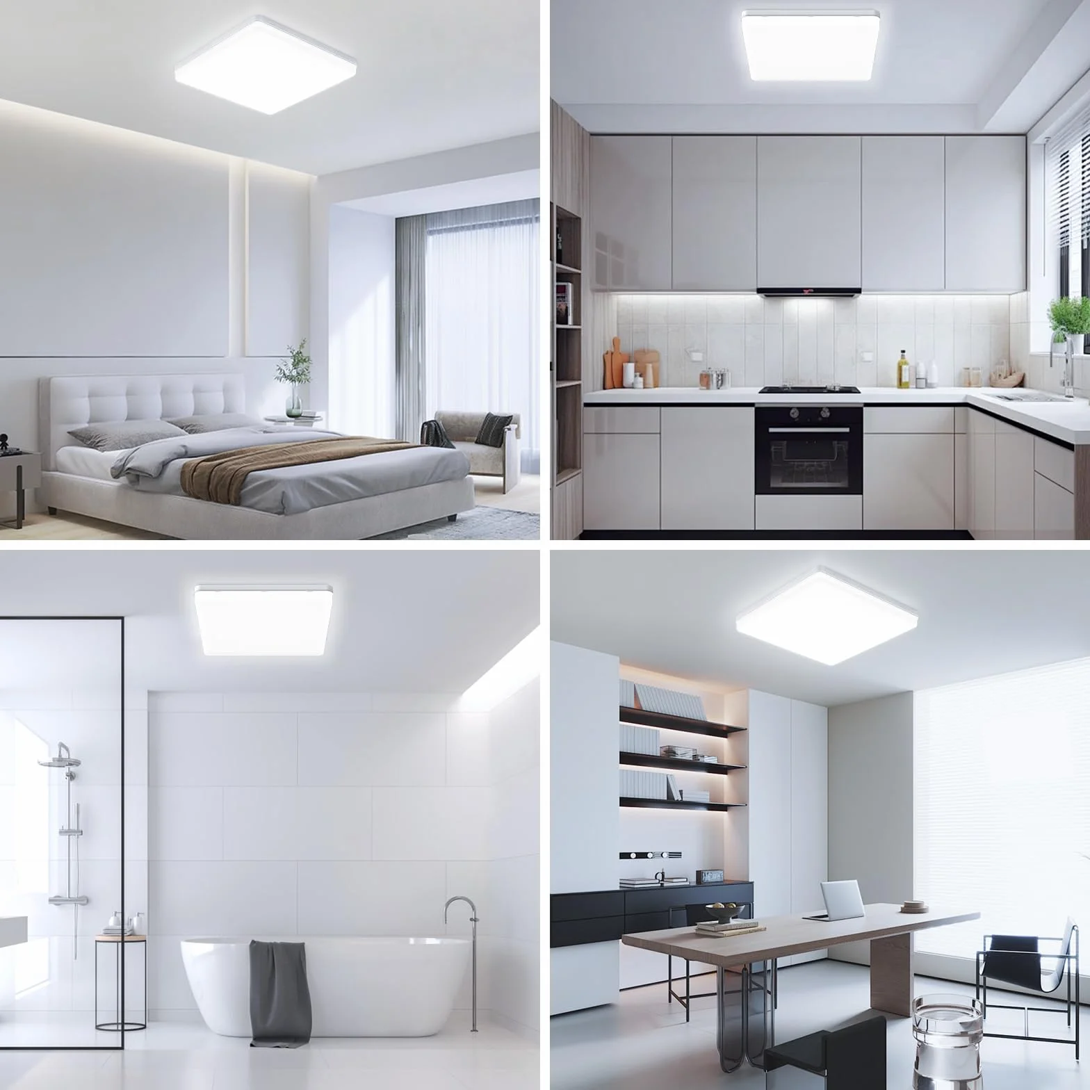 EASY EAGLE Plafoniera Led Soffitto Quadrata 48W Moderni Luce 6500K 4800LM Lampada per Bagno Cucina Camera da Letto Sala Soggiorno Corridoio Ufficio Cantina Ø30CM