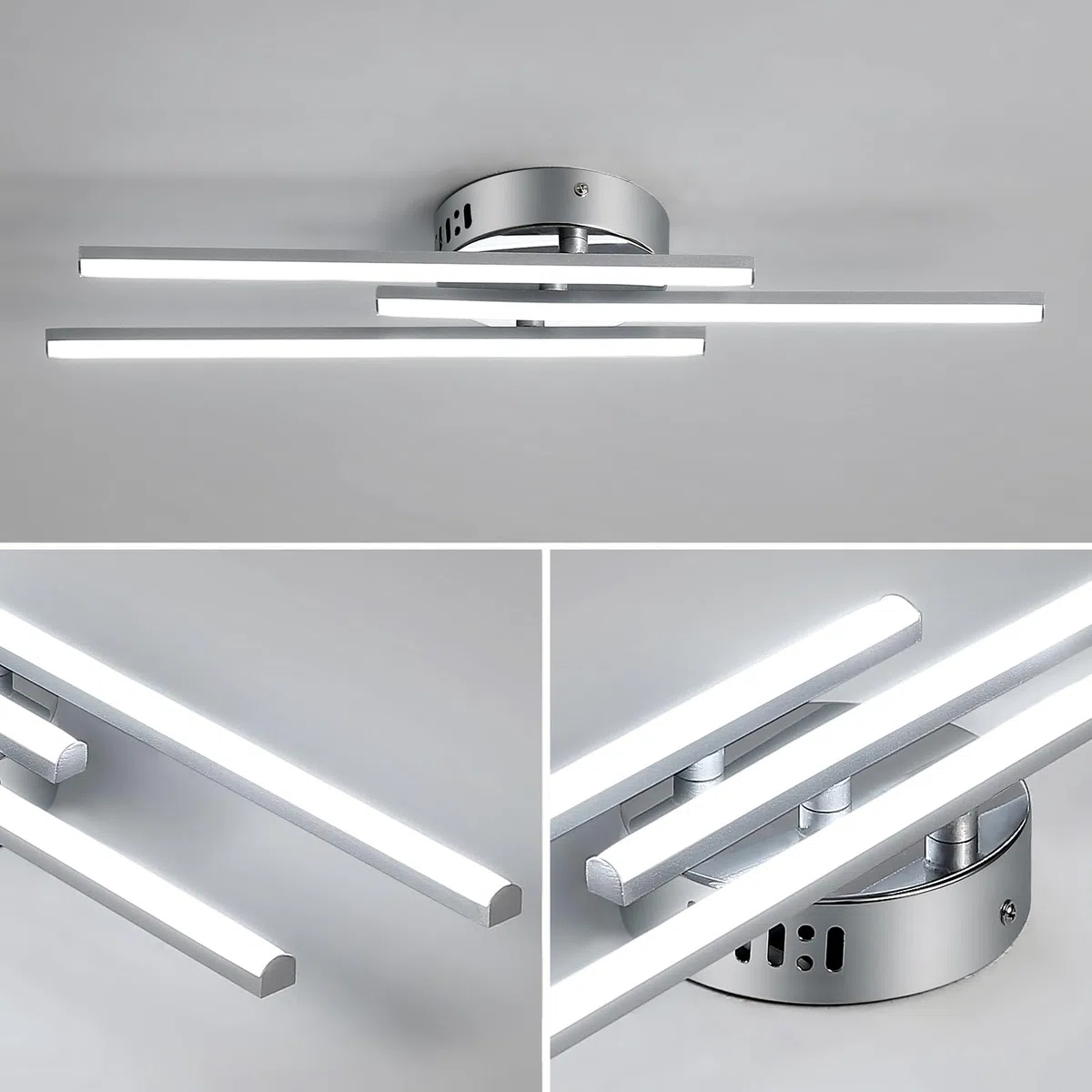 Comely Plafoniera LED Soffitto 18W, 3 Luce Lampada da Soffitto, Lampadario LED Moderno 6500K Bianco Freddo per Cucina, Camera da Letto, Balcone, Corridoio
