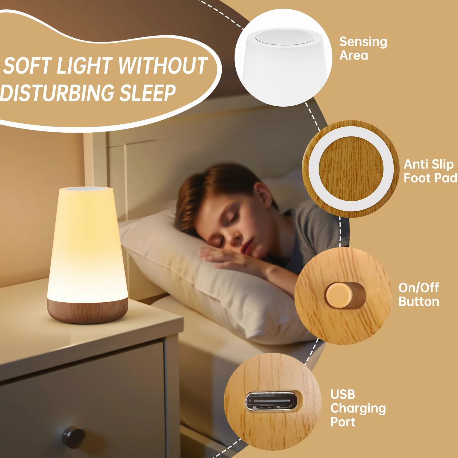 Touch Lampada da Comodino con Telecomando, LED Lampada da Tavolo Senza Fili con 13 Colori, Luce Notturna Bambini per Camera da Letto, Cameretta dei Bambini Soggiorno