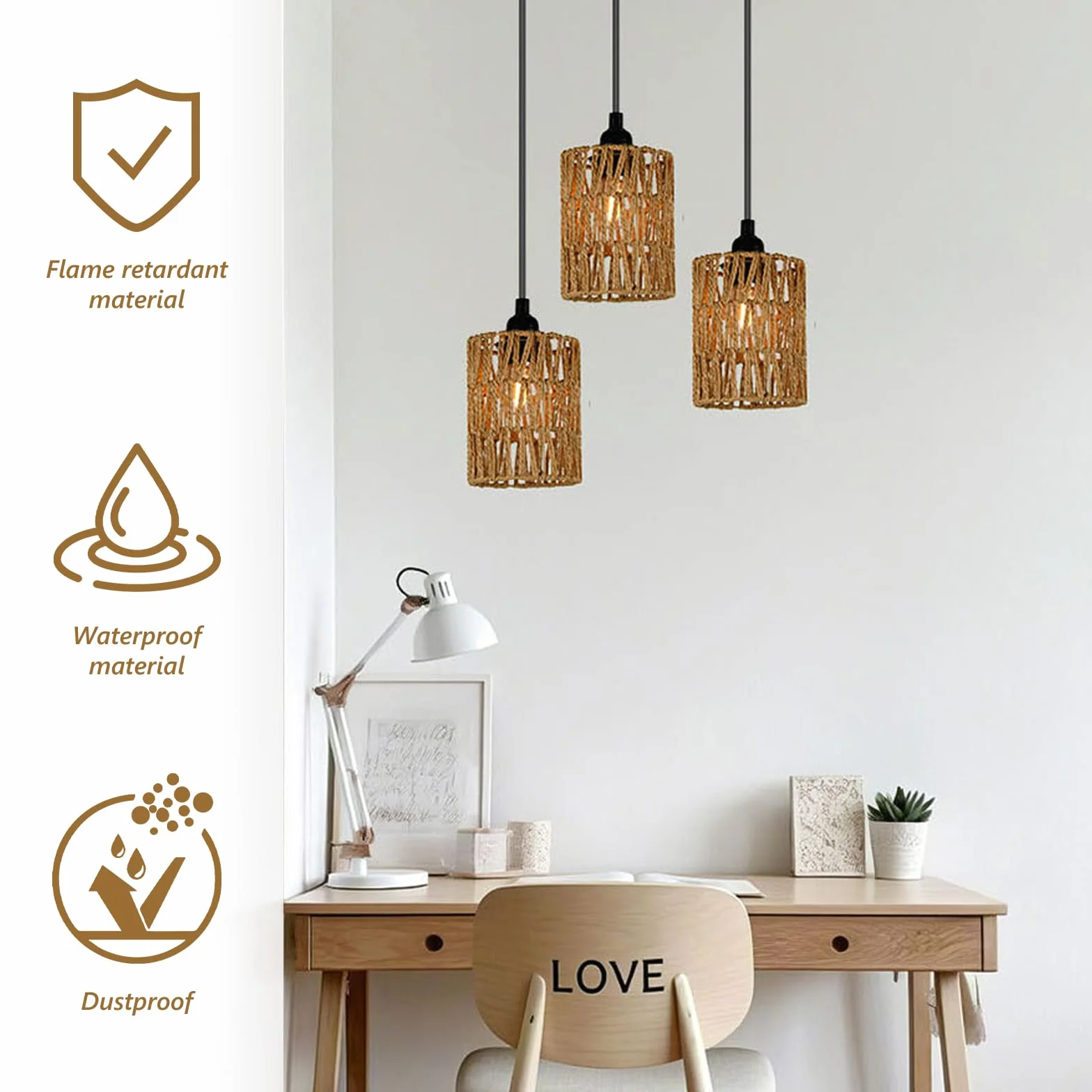 3 paralumi in rattan boho di ricambio in vimini (altezza 15 cm) per lampada a sospensione, lampada da terra, lampada da tavolo, lampada a sospensione e plafoniera, accessori per paralume boho