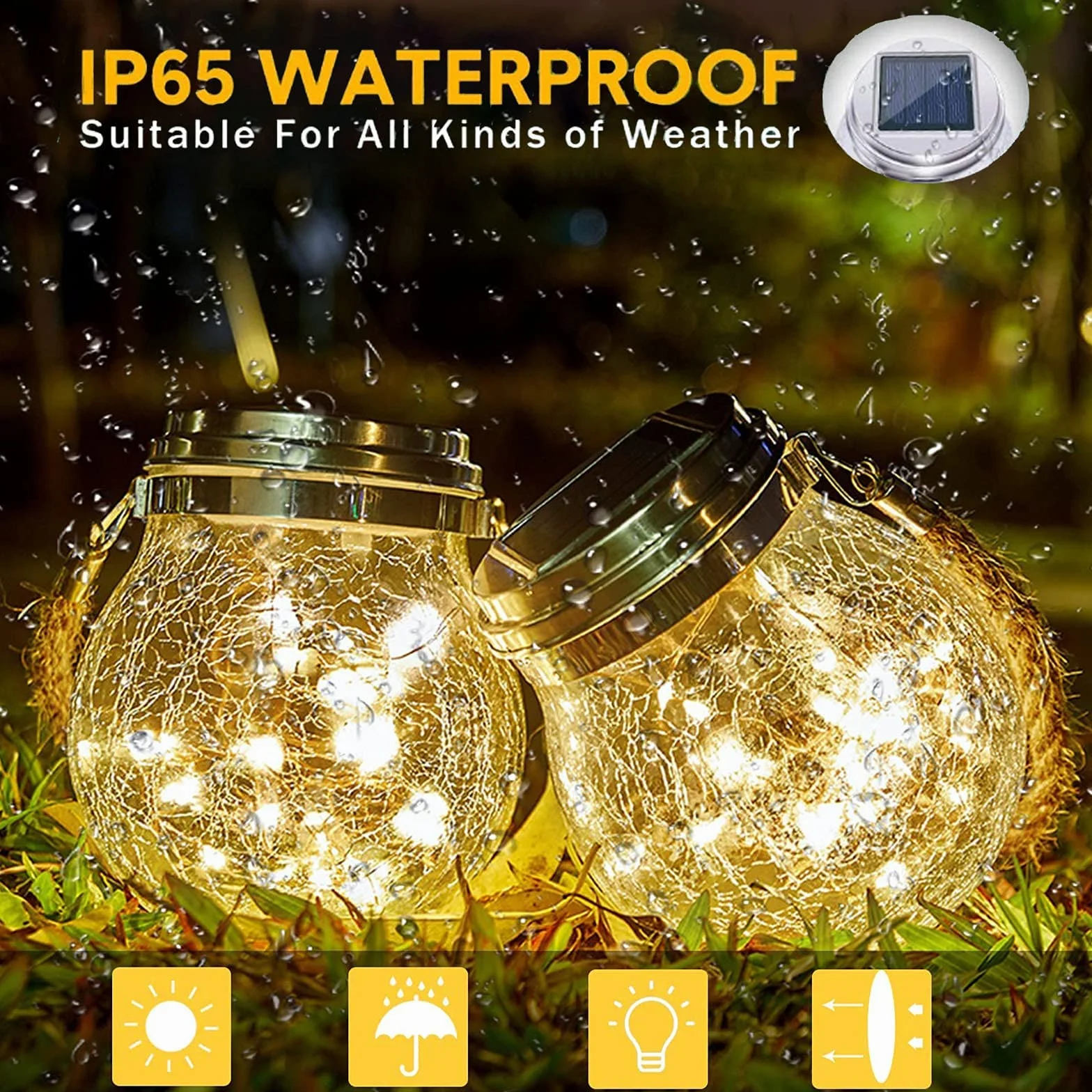 Lanterna Solare Esterno - XRR 30 LEDs 2 Pezzi Lanterne Solari da Esterno di vetro Impermeabile Luci Solari, Sospensione Solare Giardino Decorativa per Gazebo, Patio, Parco, Prato (Bianco Caldo)