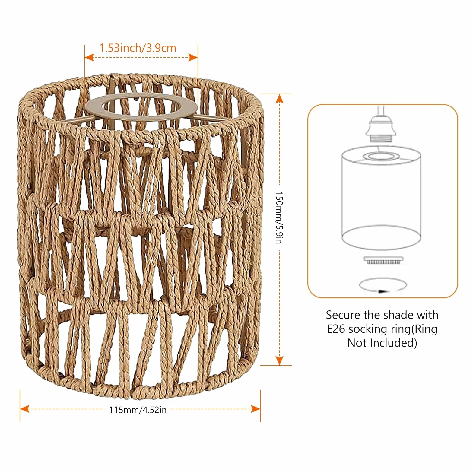 3 paralumi in rattan boho di ricambio in vimini (altezza 15 cm) per lampada a sospensione, lampada da terra, lampada da tavolo, lampada a sospensione e plafoniera, accessori per paralume boho