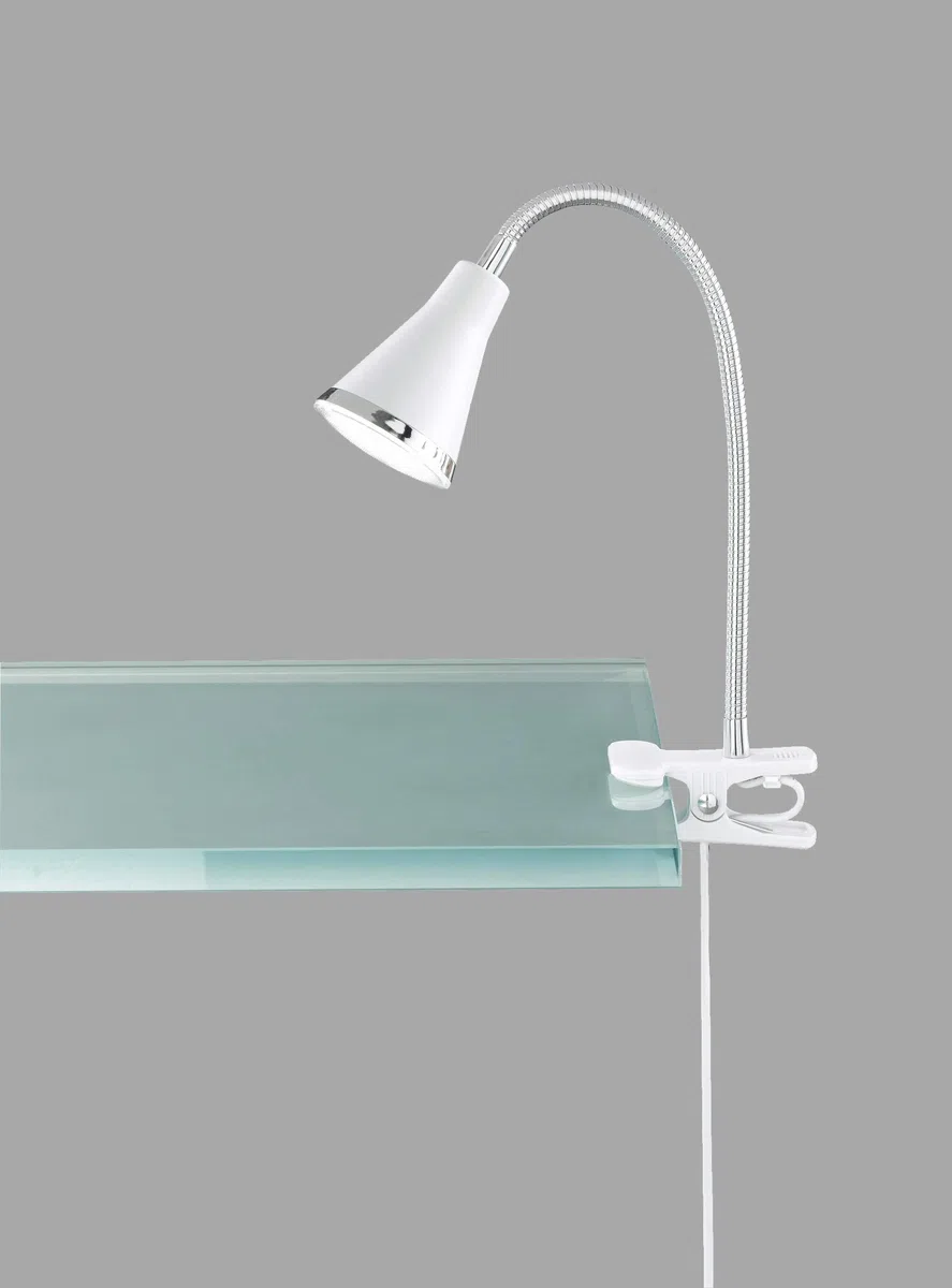 Reality R22711101 Arras Lampa a Morsetto, 1x3.8 W, Bianco, Diametro 7 cm