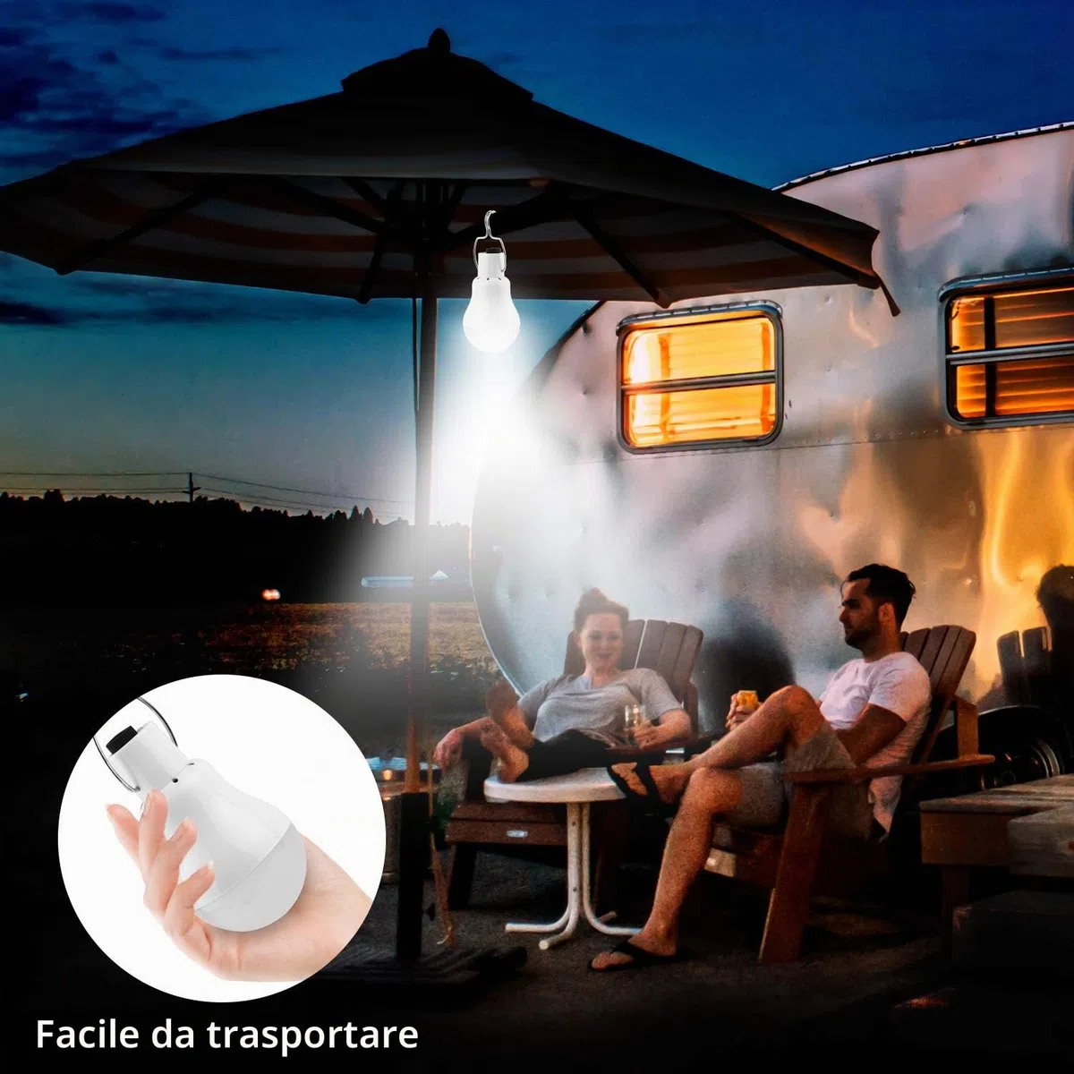 TechKen 2 Lampadine con Pannello Solare Lampada Led Portatile Ricaricabile da Esterno Giardino per L'illuminazione di Emergenze