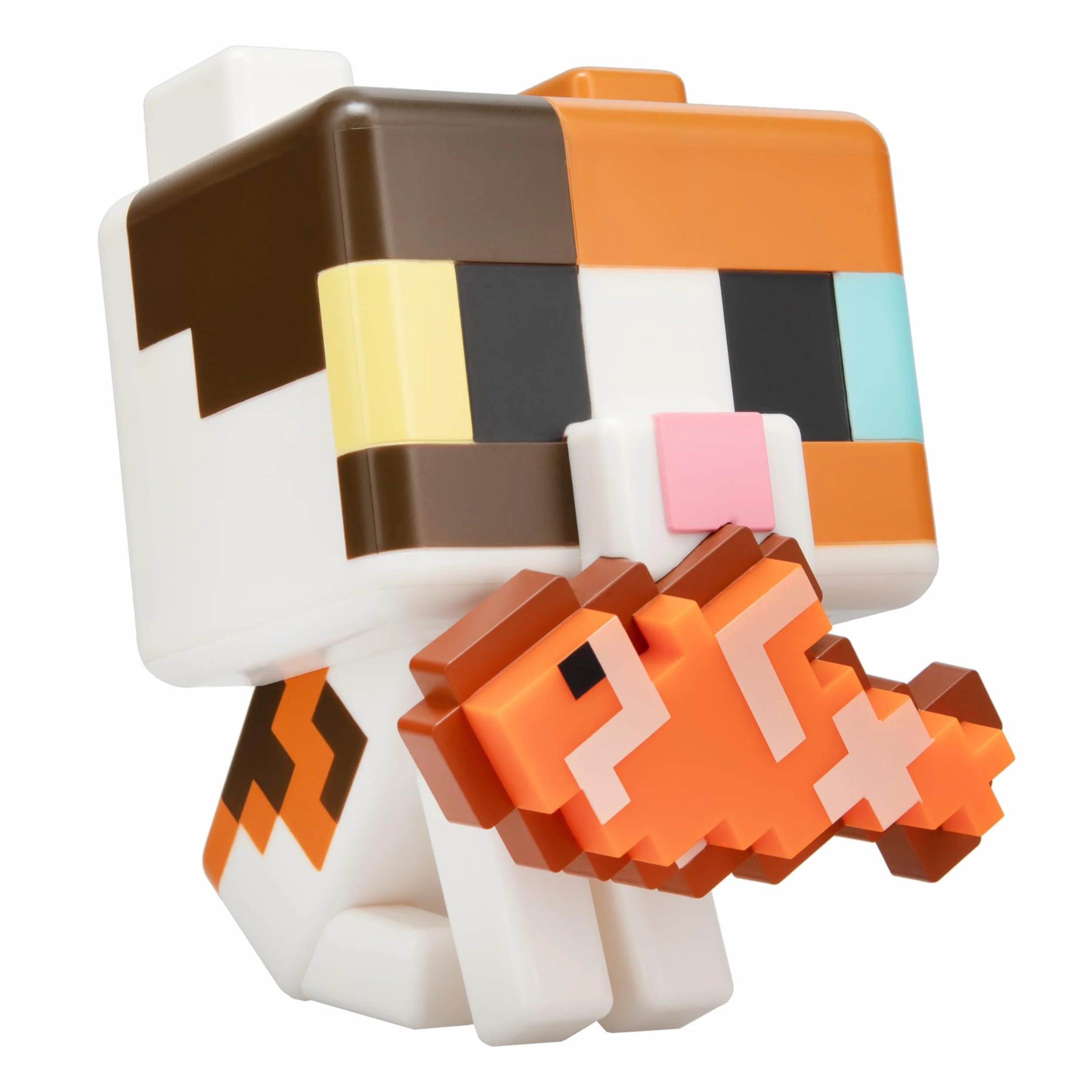 Paladone Minecraft Cat GloBuddies Light, 15cm Tap‑to‑On Lamp with Light‑Up Fish, AA Battery Powered, Officially Licensed