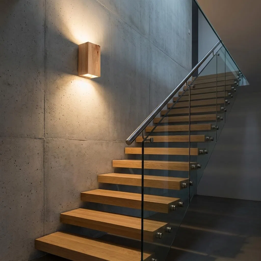 Alpinaluz Aplique da Parete Rettangolare in Legno Massello con Illuminazione Bidirezionale Verso l'Alto e il Basso, 2 Portalampade GU10, Stile Nordico Moderno per Interni in Scale, Soggiorno e Camera