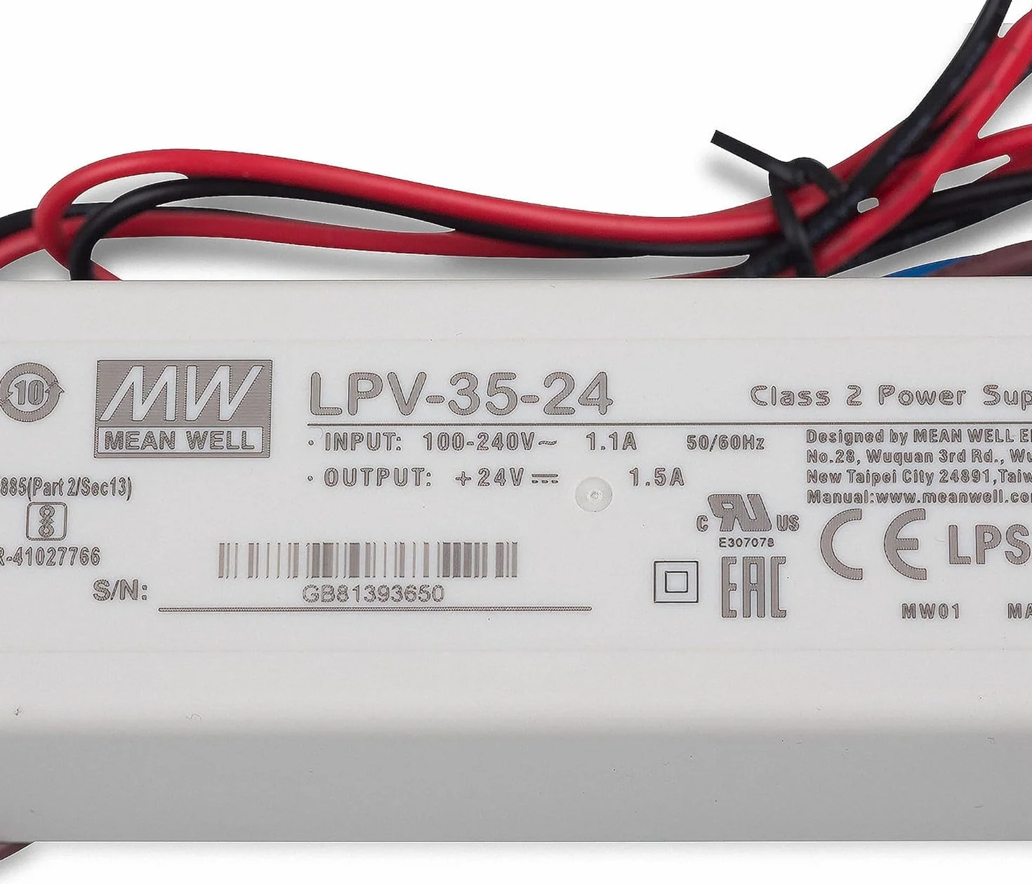 KingLed - Alimentatore Impermeabile IP67 Modello MeanWell LPV-35-24 Potenza 35W DC 24V Trasformatore Mean well per Led