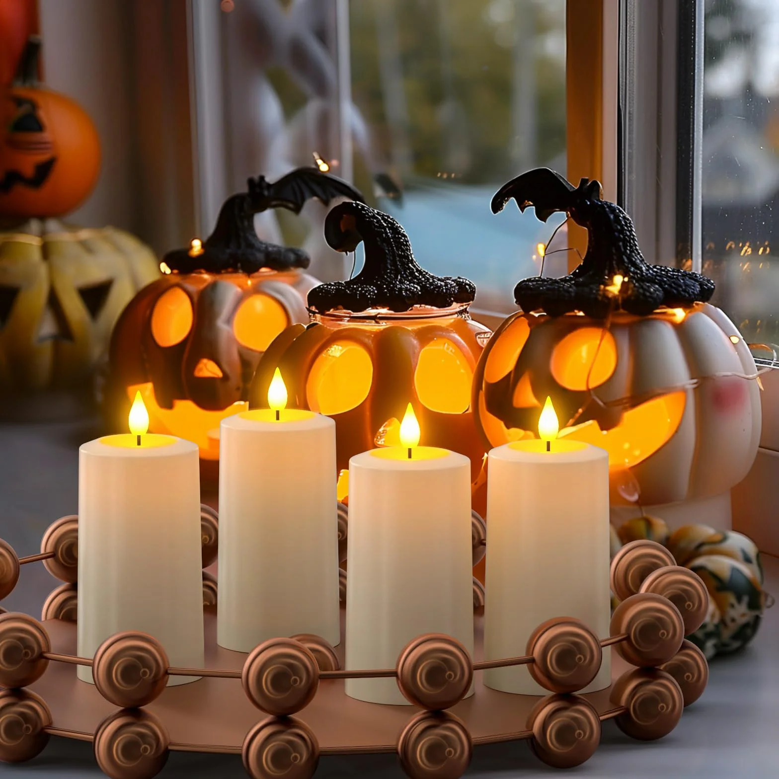 SoulBay Candele ricaricabili a pilastro elettriche LED senza fiamma, tremolanti con timer remoto, impermeabili, per esterni e lanterne, decorazione della casa