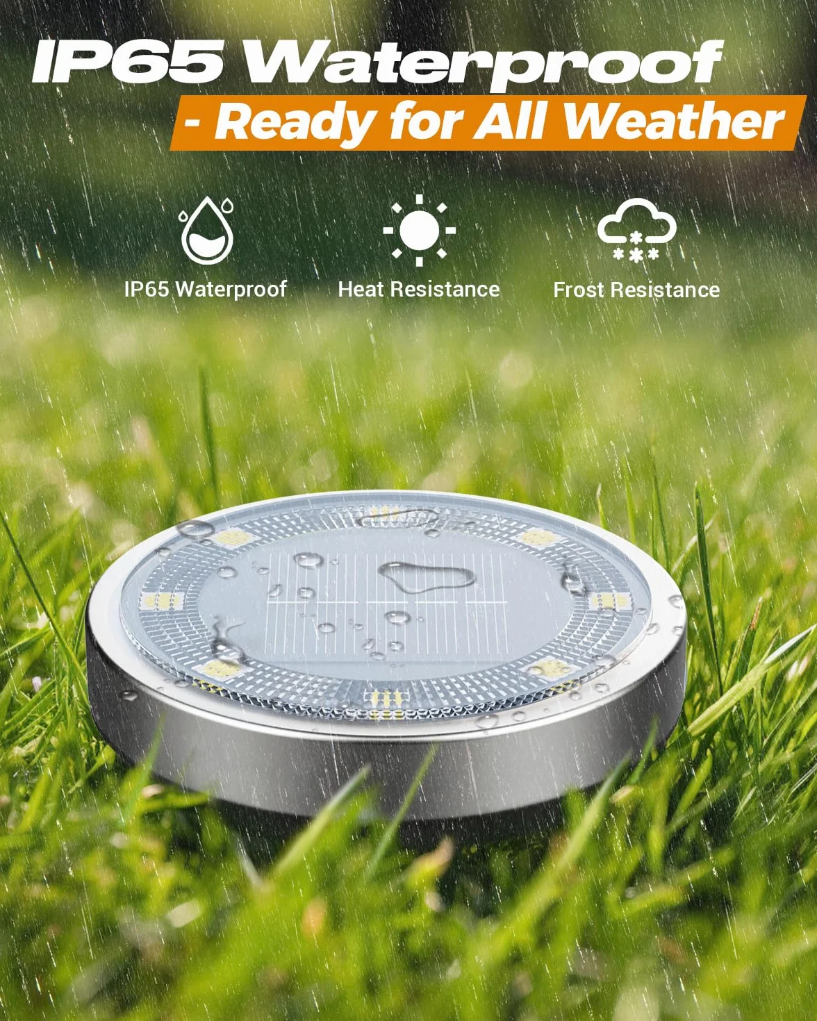 btfarm 8 Pezzi Luci Solari da Giardino, 8 LED Faretti Sepolta Solari a Led da Esterno, IP65 Impermeabile Lampade Faretto Solare da Terra per Prato Vialetto Cortile Strade Paesaggio, Bianco Caldo