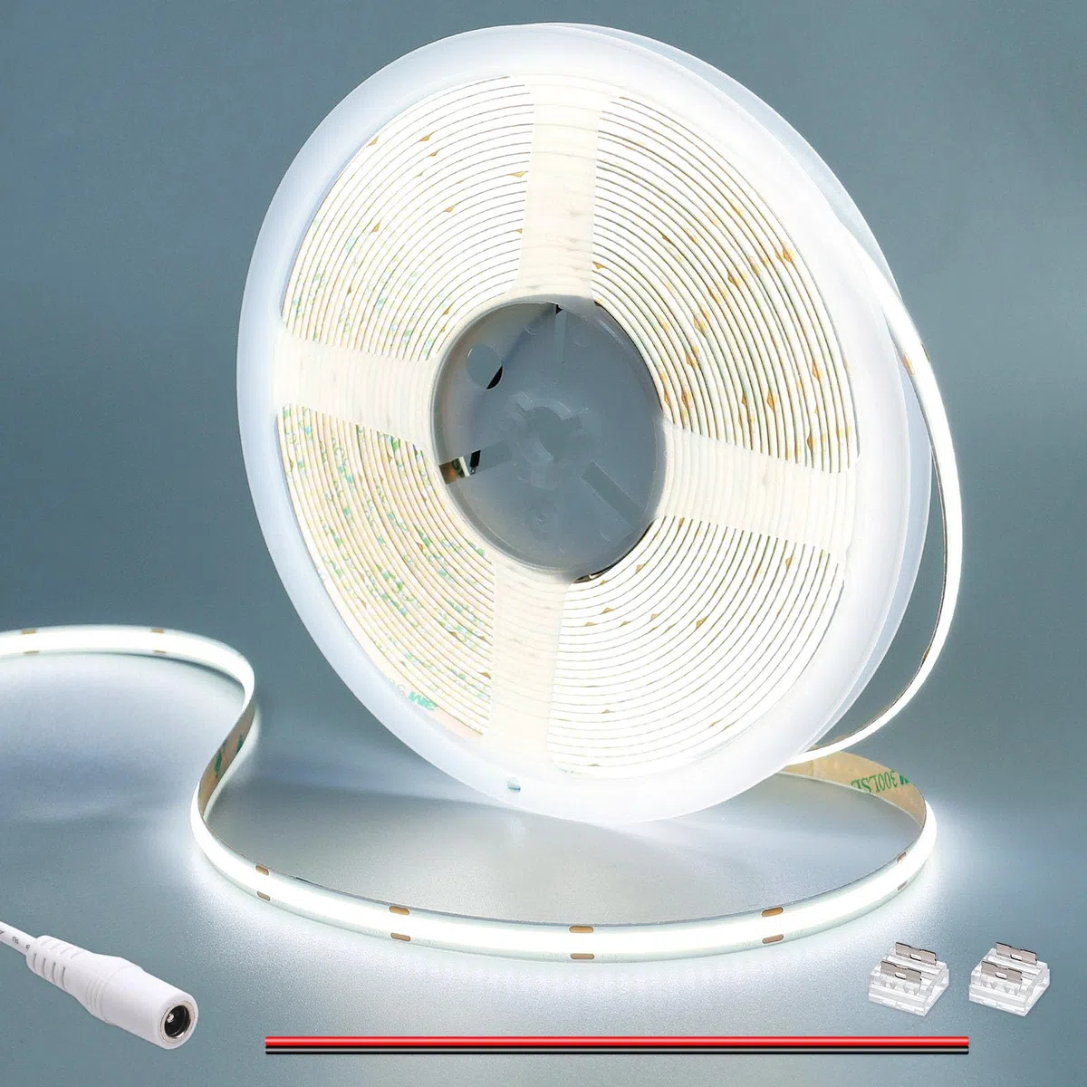GOMING 24V 10M COB Striscia LED Bianco Freddo 6000K CRI 93+ Alta Densità 312LED/M 6300lm Non Impermeabile IP20 Flessibile Luci LED per Soggiorno Bar(Senza Alimentazione)
