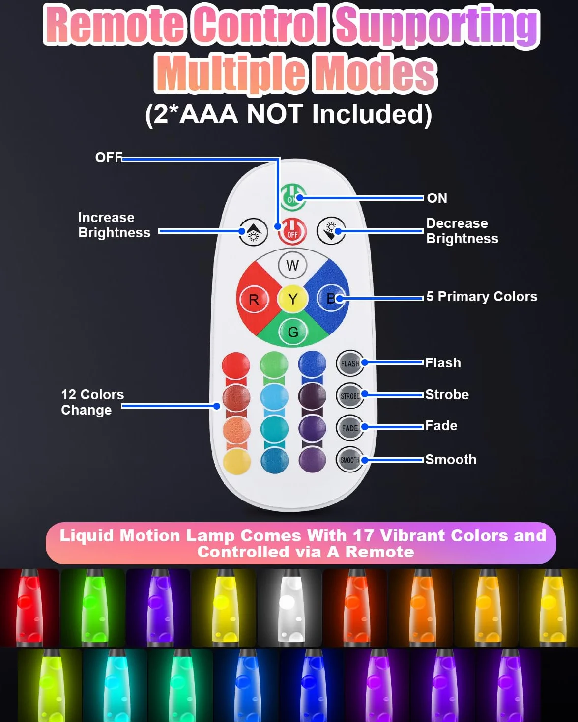 Lampada Magma 16 Pollici con 17 Colori e 4 Modalità Luce, Lampada Magma con Effetto Fluido, Telecomando RF 15m, Timer 8h, Bambini e Adulti – per Camera, Ufficio, Regalo(41.7cm)