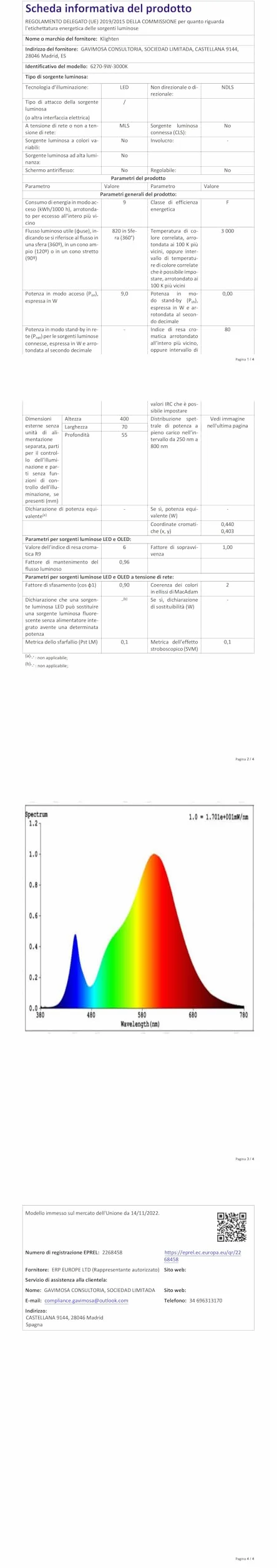 Klighten Lampada da Specchio Bagno 9W 40cm, IP44 Applique LED da Bagno Moderno, Luce Specchio Parete, 600 Lumen, 110-240V, Bianco Caldo 3000K, Cromo