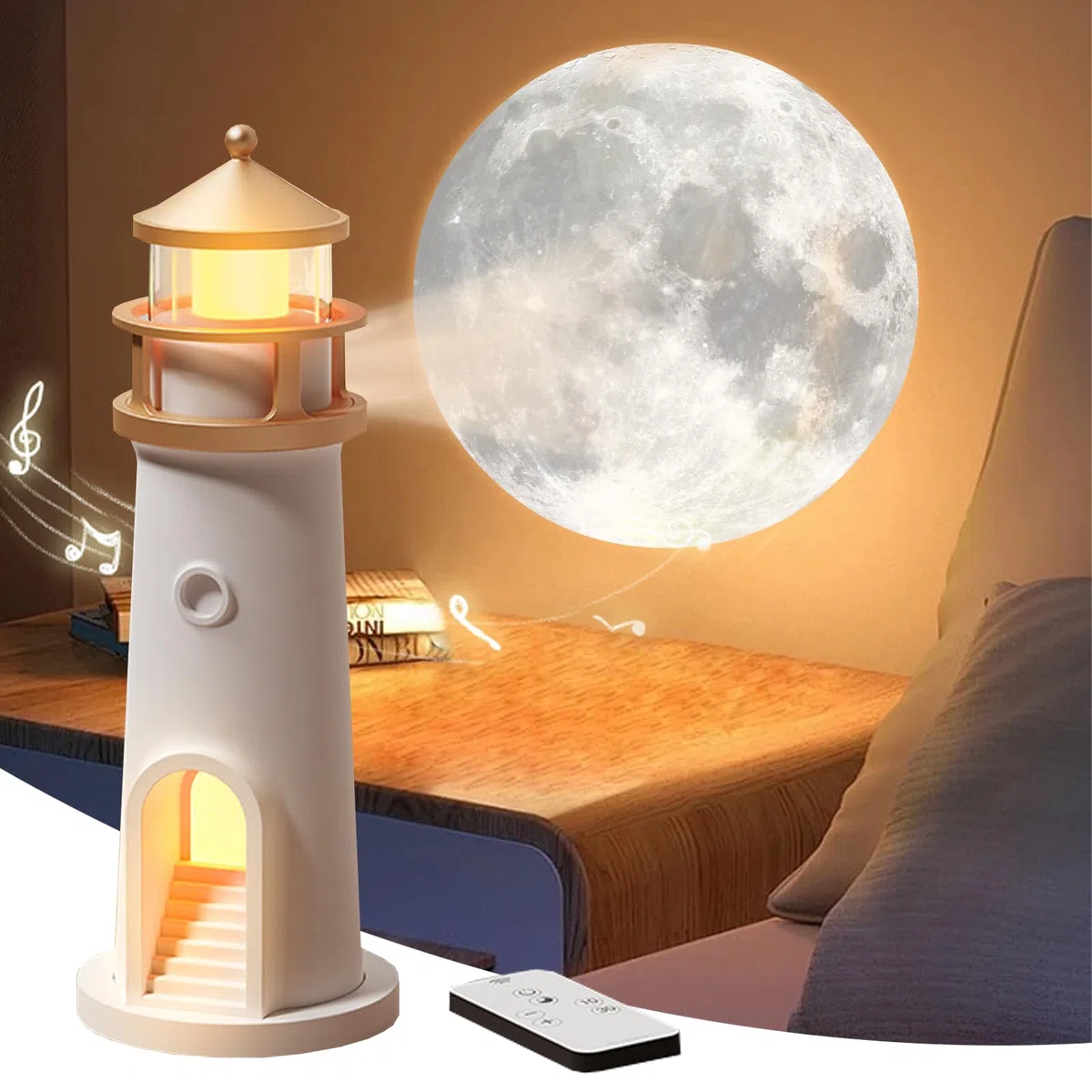 Luce di Proiezione Lunare,Lampada Faro,Luce Notturna,Romantica Lampada Proiettore,Luce a LED per Proiezione Lunare con Telecomando e Funzione Bluetooth,per Camera da Letto