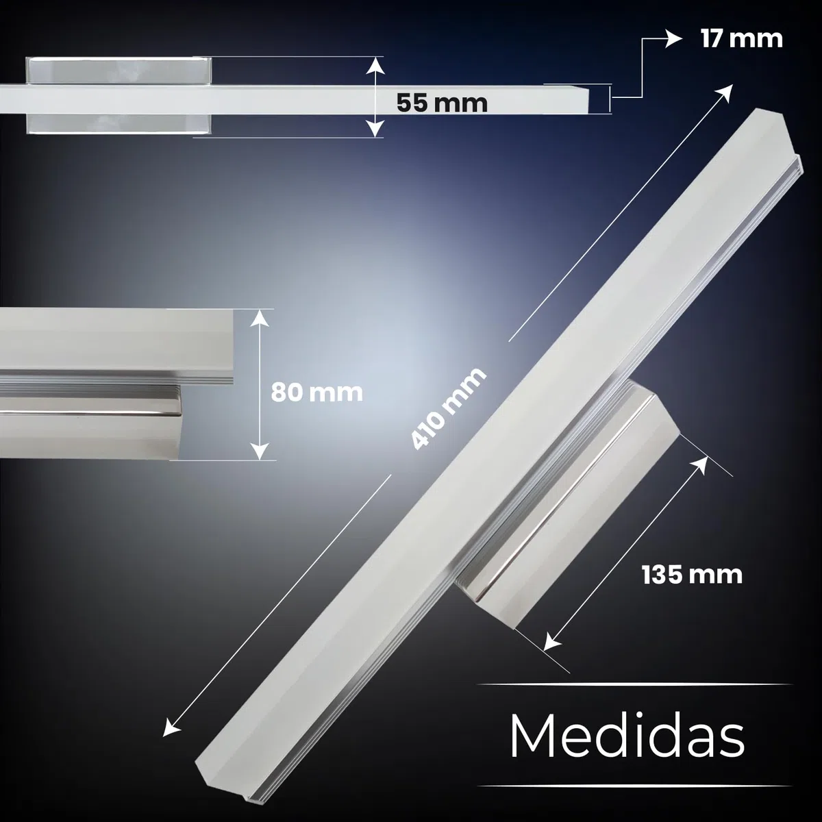 LED ATOMANT Applique Cromata per Bagno 40 cm, 10W, Colore Bianco Freddo (6500K), 1000 Lumen