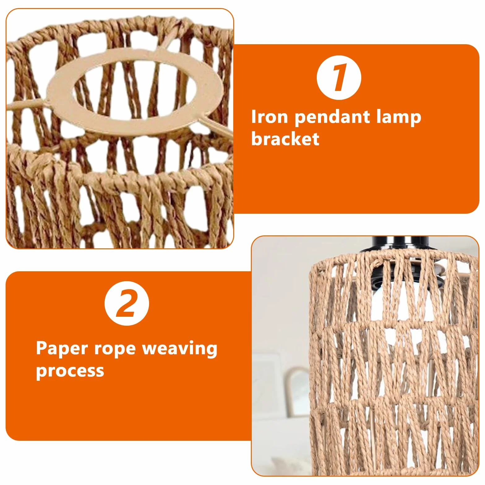 3 paralumi in rattan boho di ricambio in vimini (altezza 15 cm) per lampada a sospensione, lampada da terra, lampada da tavolo, lampada a sospensione e plafoniera, accessori per paralume boho