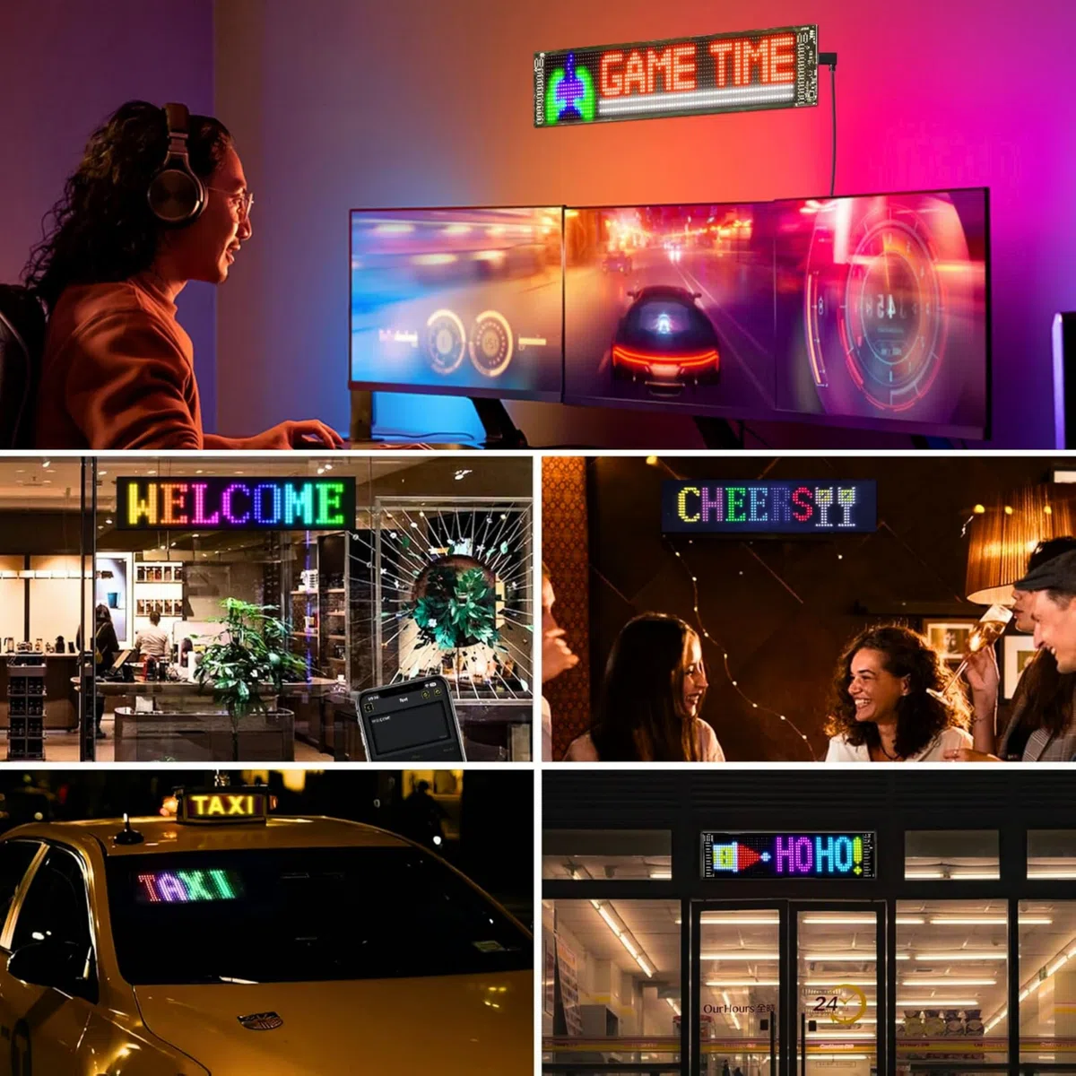 YASTA Insegna Luminosa Programmabile Scritta LED Personalizzata 60 CM Occhi LED Per Camion Pannello luminoso Auto USB Tabella Flessibile Bluetooth App Controllo Display Negozi Hotel Vetrine
