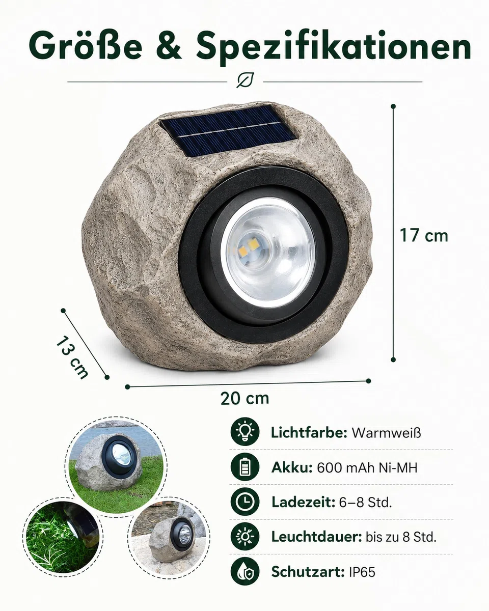ACMHNC Lampade Solari da Giardino, Lampada Solare LED con Design a Forma di Pietra, Lampada solare Pietra Impermeabile Lampada Sassi da Giardino Esterno Sentieri Decorativa