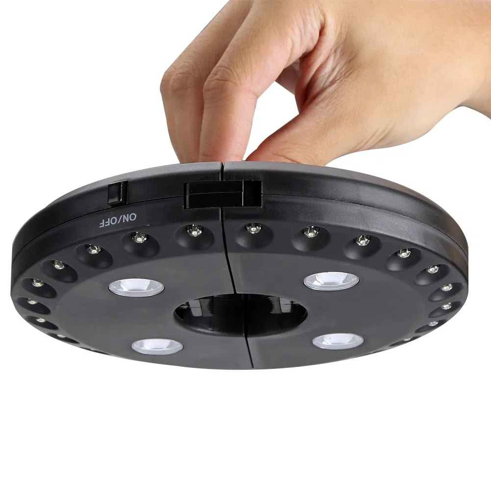 Akozon Lampada a LED per, Ombrello da esterno Pole 28 Light Garden Yard Ombrellone illuminazione sotto Patio Lawn Campeggio Night Lamp (Nero) Tenda senza fili esterna (Batteria non inclusa)(nero)