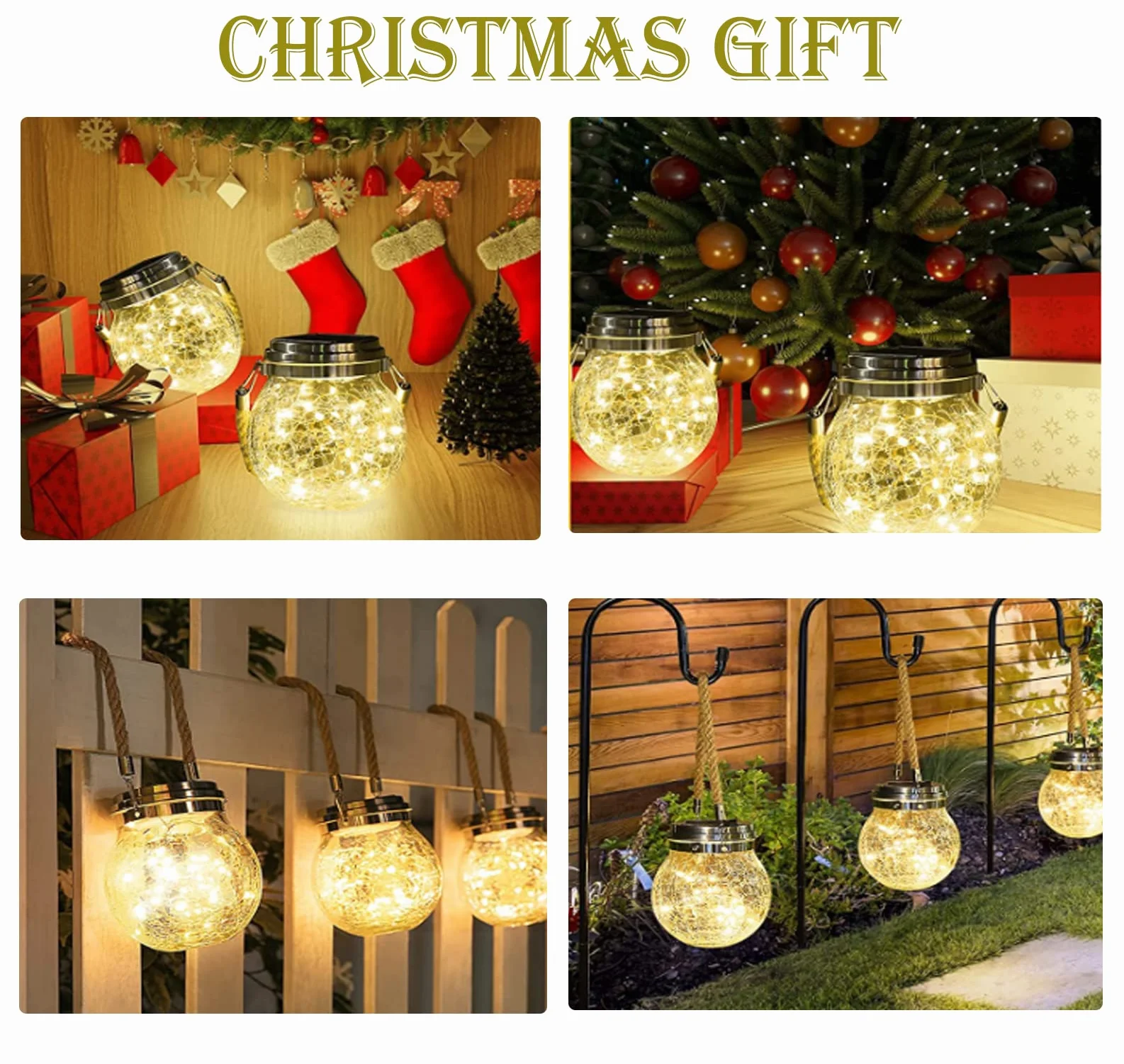 Lanterna Solare Esterno - XRR 30 LEDs 2 Pezzi Lanterne Solari da Esterno di vetro Impermeabile Luci Solari, Sospensione Solare Giardino Decorativa per Gazebo, Patio, Parco, Prato (Bianco Caldo)