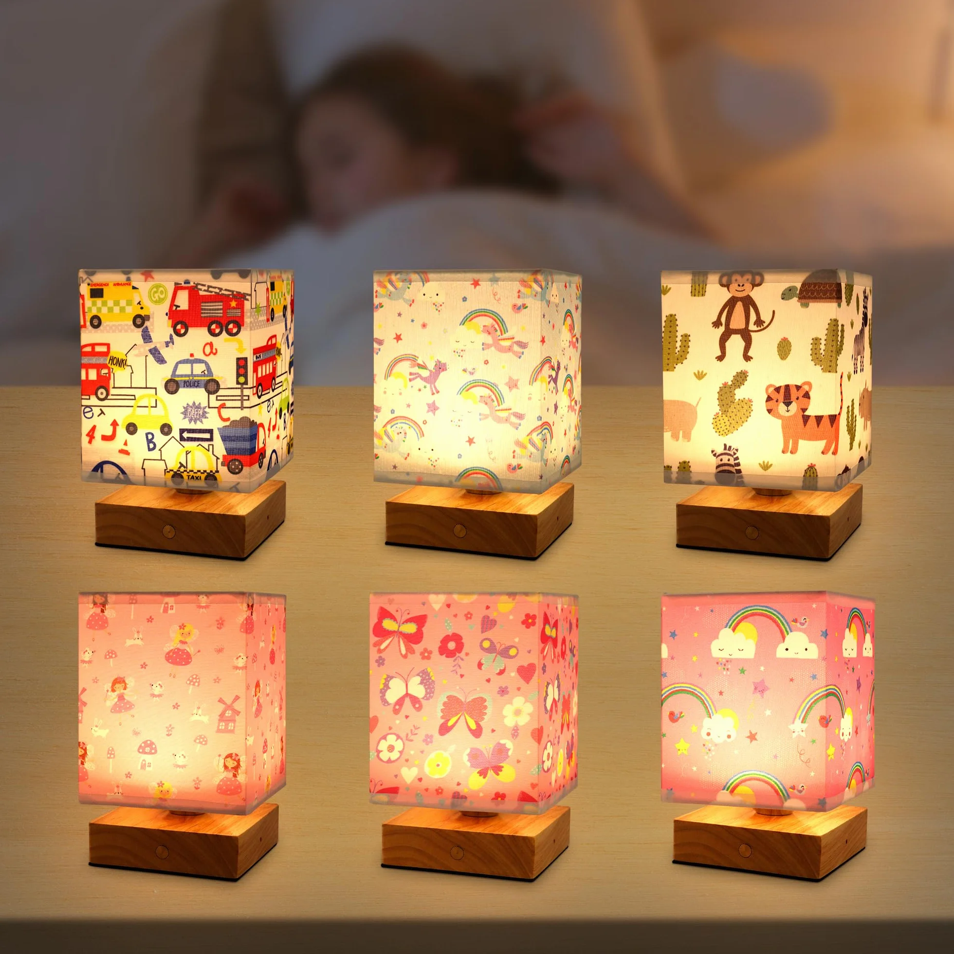 Wetry Lampada da Comodino Bambini con Paralume Luce Notturna Neonati Regolabile Intensità Lucina Notte Ragazzi Ricaricabile Regalo Compleanno Ragazze