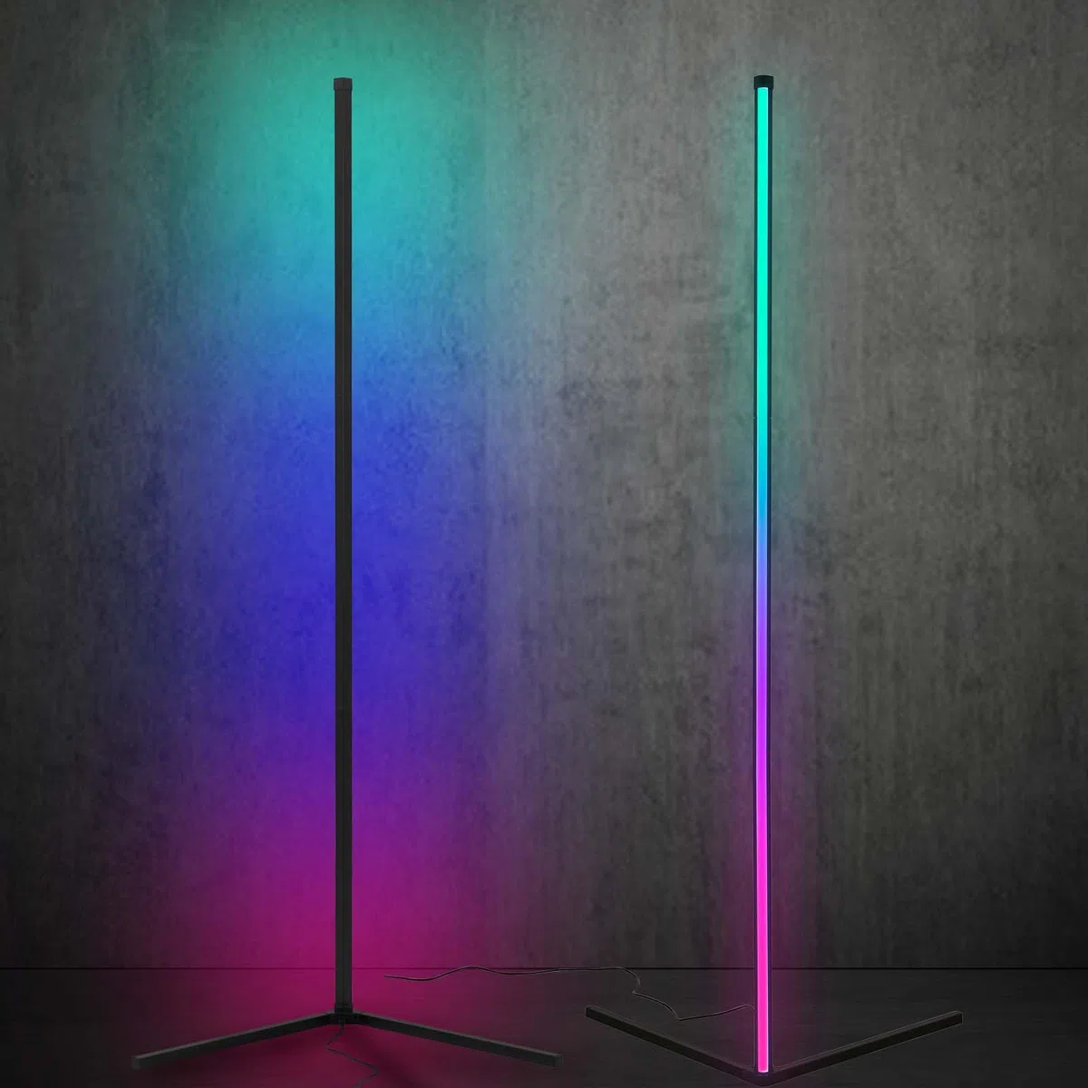 BRILONER - Lampada da terra a LED RGBIC con telecomando, postazione da gaming, illuminazione gaming, lampada da party con sensore musicale, barra luminosa a LED dimmerabile, luce multicolore, nero