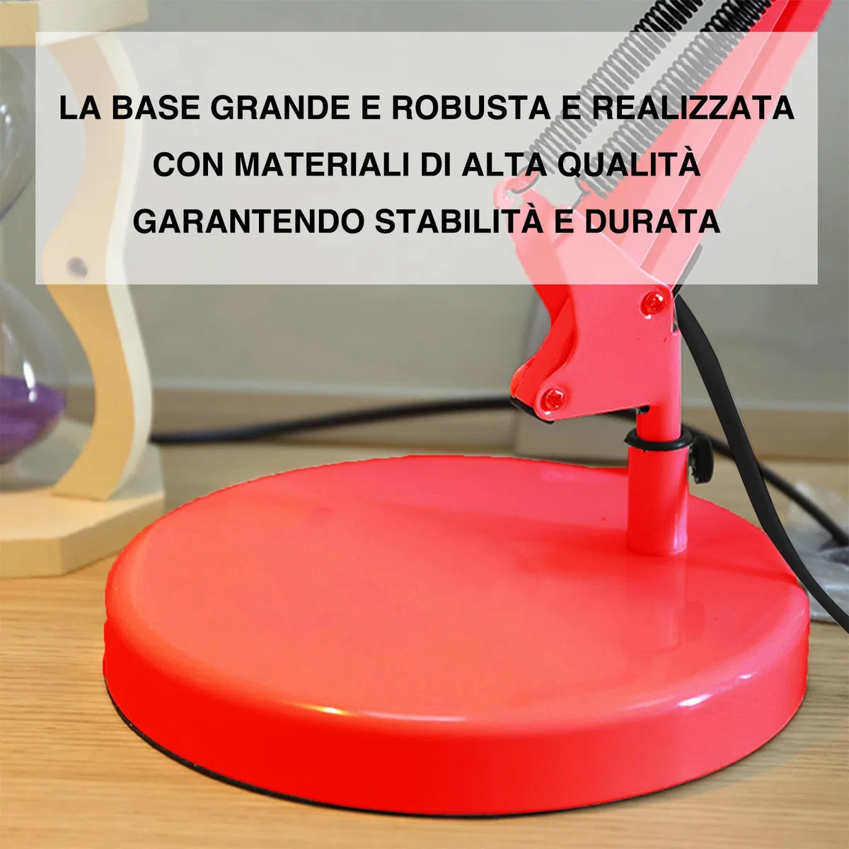 Voltix Lampada da Scrivania Grande, Lampada da Tavolo E27 LED, Luce da Scrivania con Braccio Oscillante Lungo per Casa o Ufficio (Rosso)