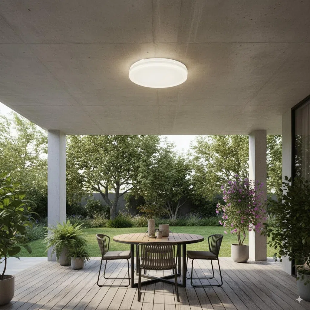 Plafoniera Bianca a LED per interno ed esterno da Soffitto e Parete 29W 3940 Lumen IP65 CCT Switch Luce Calda Naturale Fredda Ø235mm 220V (Bianco)