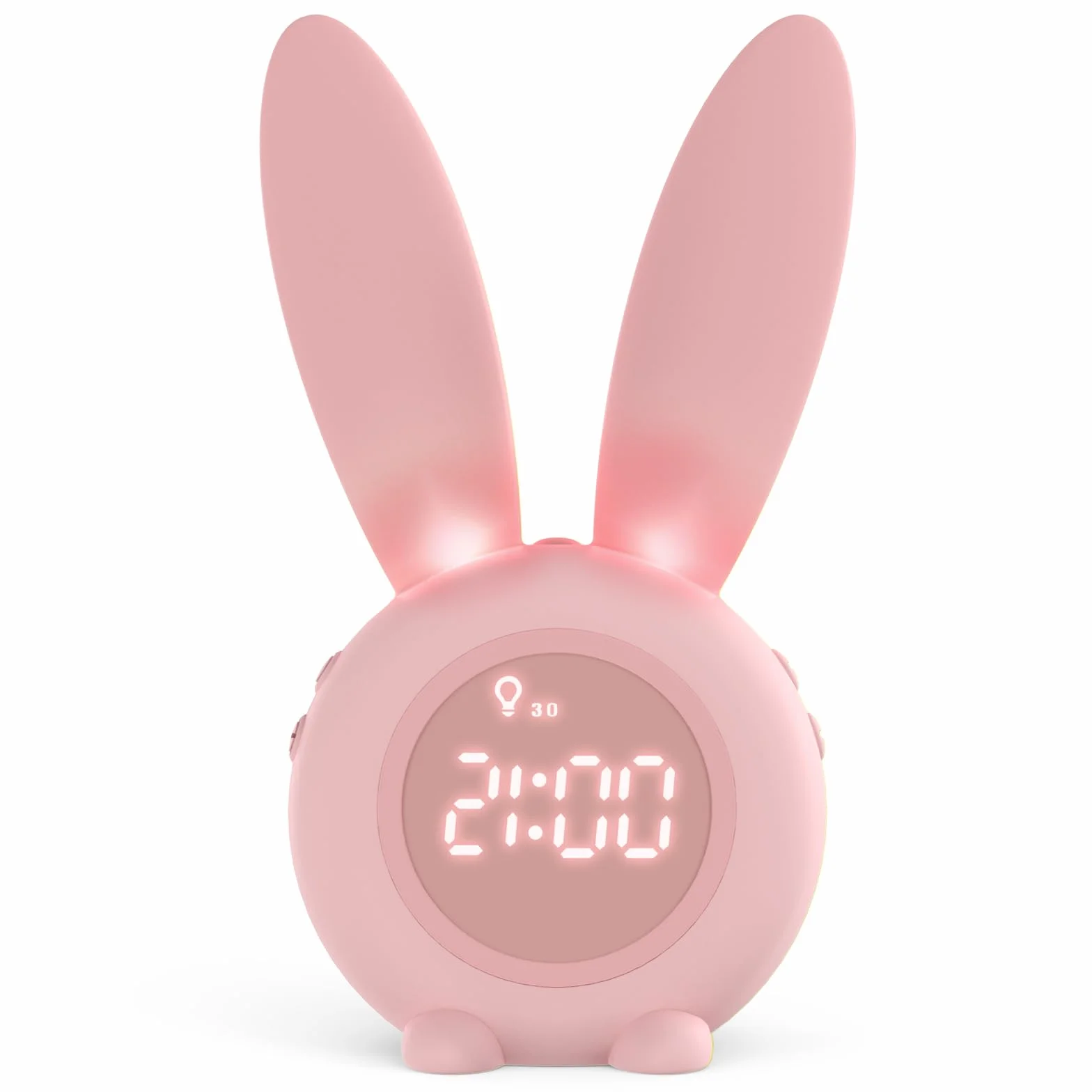 Homealexa Sveglia Bambini da Comodino Sveglia di Coniglio con Luce Notturna Funzione Snooze Timer Lampada Orologio da Tavolo Sveglia Ricaricabile Senza Fili Regalo per Ragazzi Studenti (Rosa)