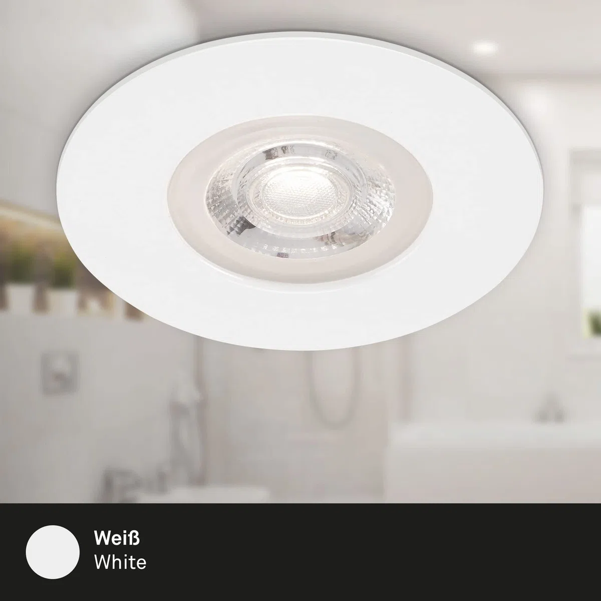 BRILONER - Set di 4 luci LED da incasso a soffitto, luci da incasso ultrapiatte, faretti da incasso per bagno, faretti da incasso per bagno IP44, bianco opaco, 90x25 mm (DxH)