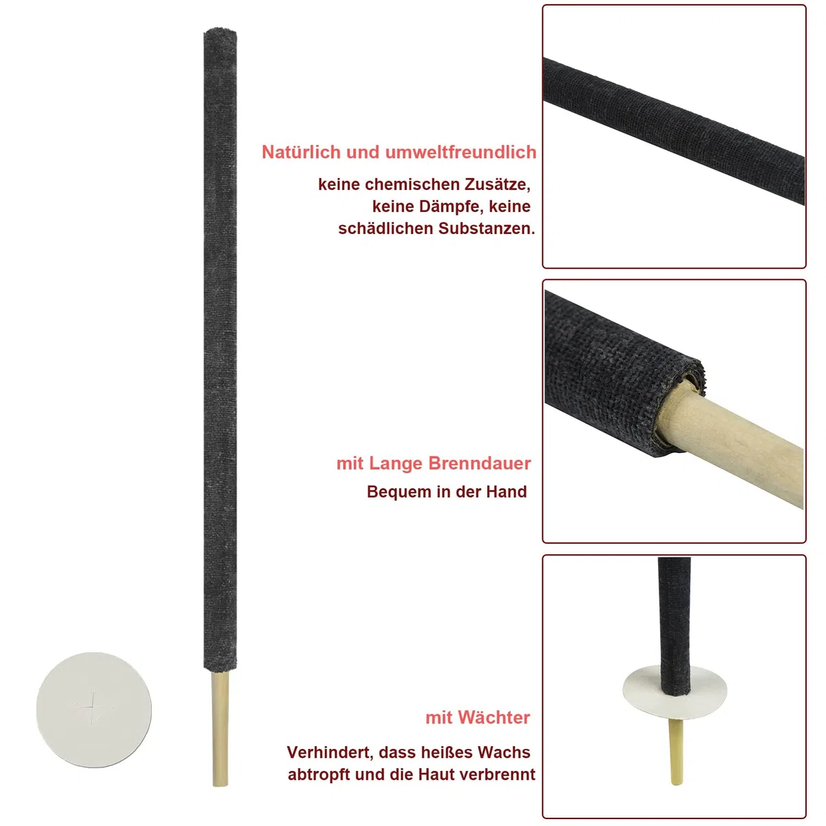 Froadp Torcia di cera, 72 cm, lunga durata, 100 minuti, con manico extra lungo e protezione per le mani, set di torce e lanterne per giardino, esterni, escursioni (10 pezzi)