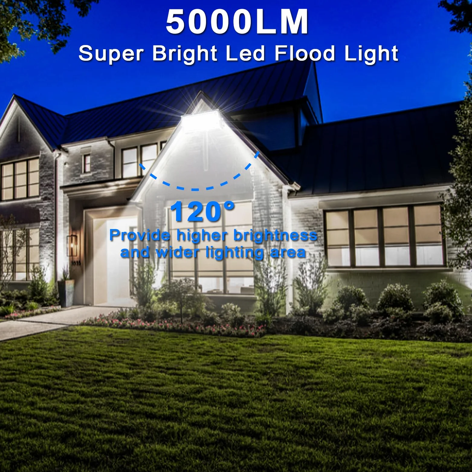 CREATESTAR Faretto LED da Esterno 50W,2 Pezzi Faro LED Esterno, 5000LM 6500K Luce Bianca Fredda, IP65 Impermeabile Faretti Led con Spina per Porte, Corridoio, Garage, Cortile e Giardino