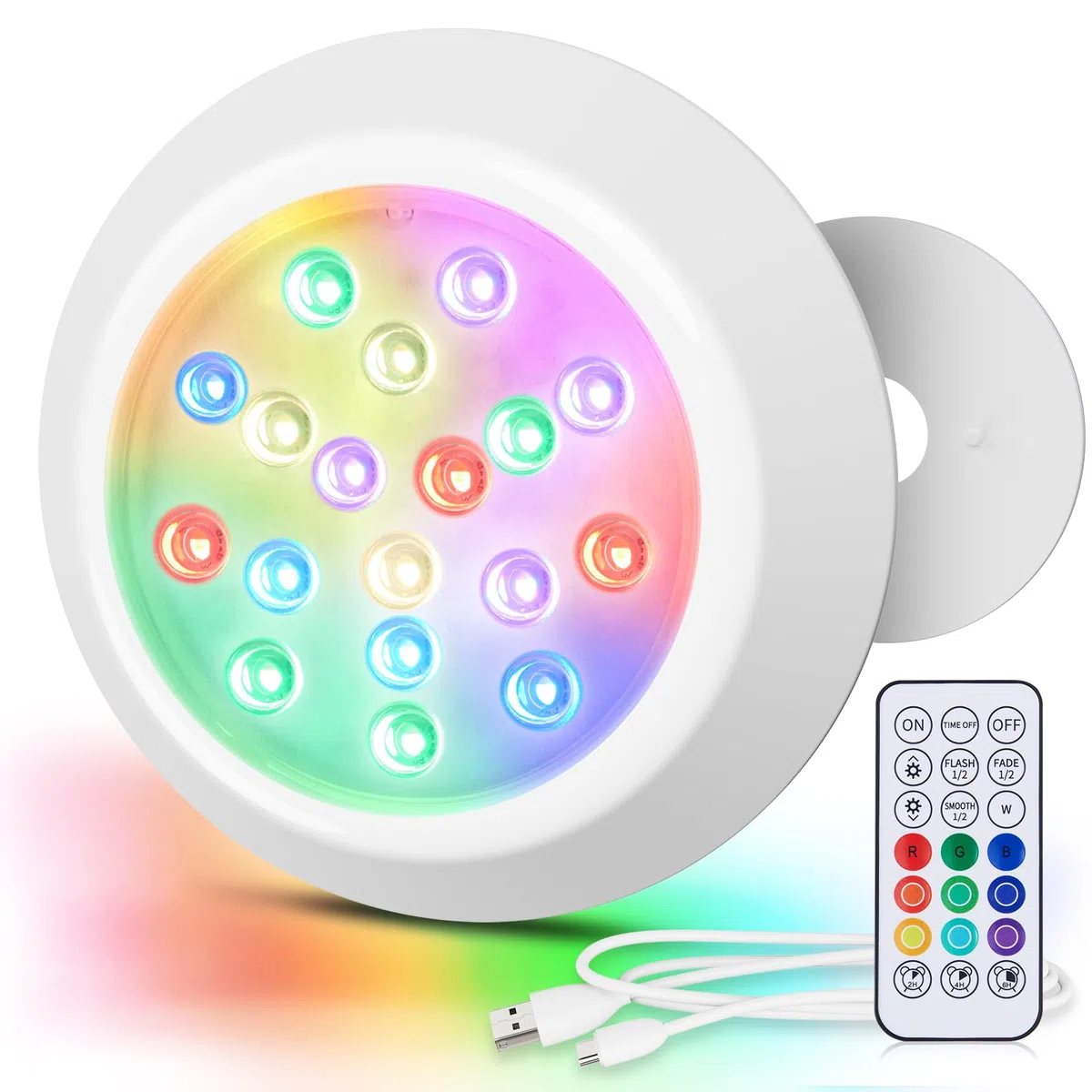 LyLmLe Faretto LED Ricaricabile, Luci Piscina Sommergibili RGBW IP68 Impermeabili con Telecomando, Fino a 40 Ore, 15cm Luci Magnetiche Subacquee Colore per Piscina Fuori Terra Interrate, Hot tub