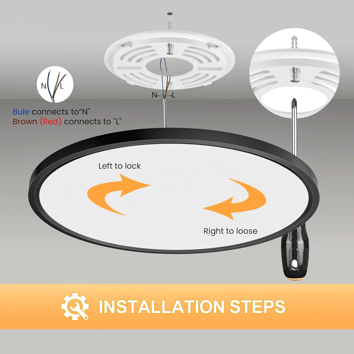 OTREN Plafoniera LED Soffitto 36W, Lampada Bagno Moderna Rotondo 3240LM, Lampadario Luce per Soggiorno, Camera da Letto, Cucina, Ufficio, Balcone, IP44, Ø30CM*H2.4CM, 4000K Bianco Naturale