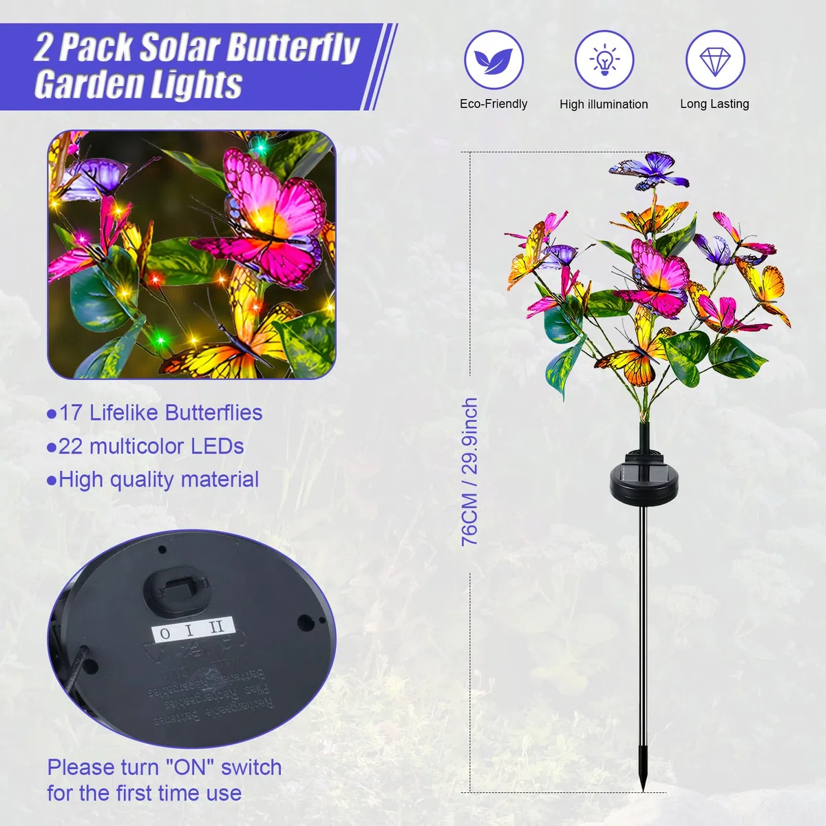 Lampade Solari da Giardino, 2 Pezzi Luci Solari Fiore Farfalla LED, Luce Solare Esterno Decorazione da Giardino Impermeabile Decorazioni di Giardino, Prato, Natale Regali di Compleanno Per le Donne