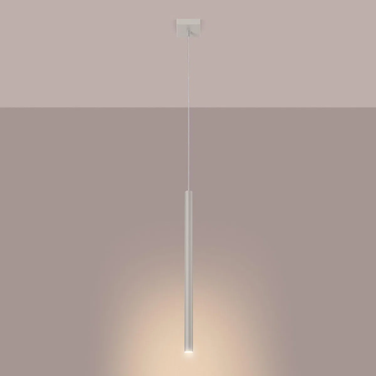 SOLLUX lighting Lampada Da Soffitto Lampada Da Sospensione Di Acciaio 1 Paralume 8 x 8 x 114 cm Beige Pastelo