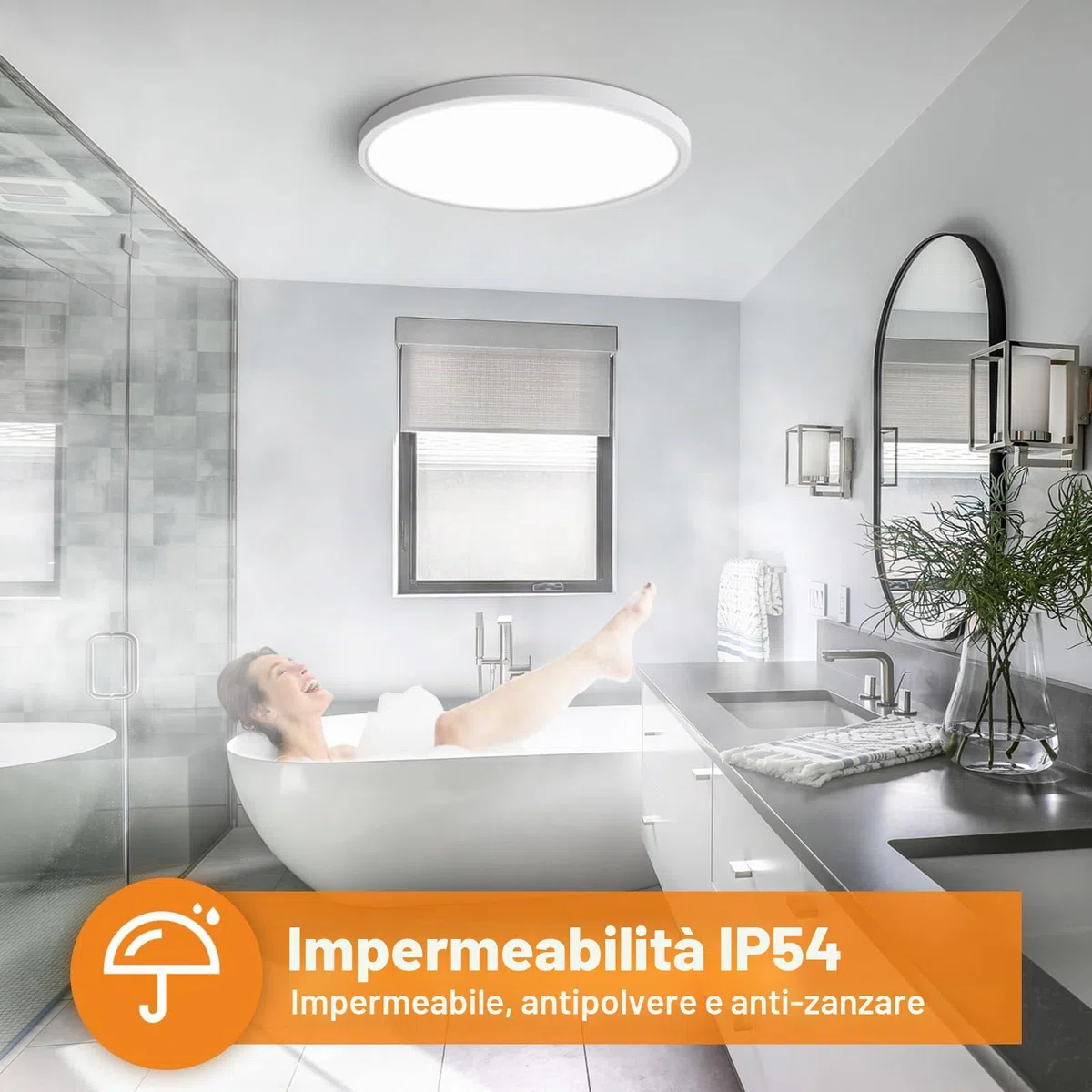 slochi Plafoniera LED Soffitto, 24W 3000K 4000K 6500K Lampada da Soffitto Bianca,2800LM IP44 Plafoniera Bagno Rotonda per Camera da Letto, Cucina, Soggiorno, Corridoio, Balcone, Ø30CM