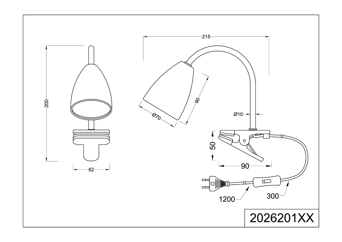 Trio Lampada a morsetto Wanda 202620131, metallo bianco opaco, escl. 1x GU10, braccio flessibile