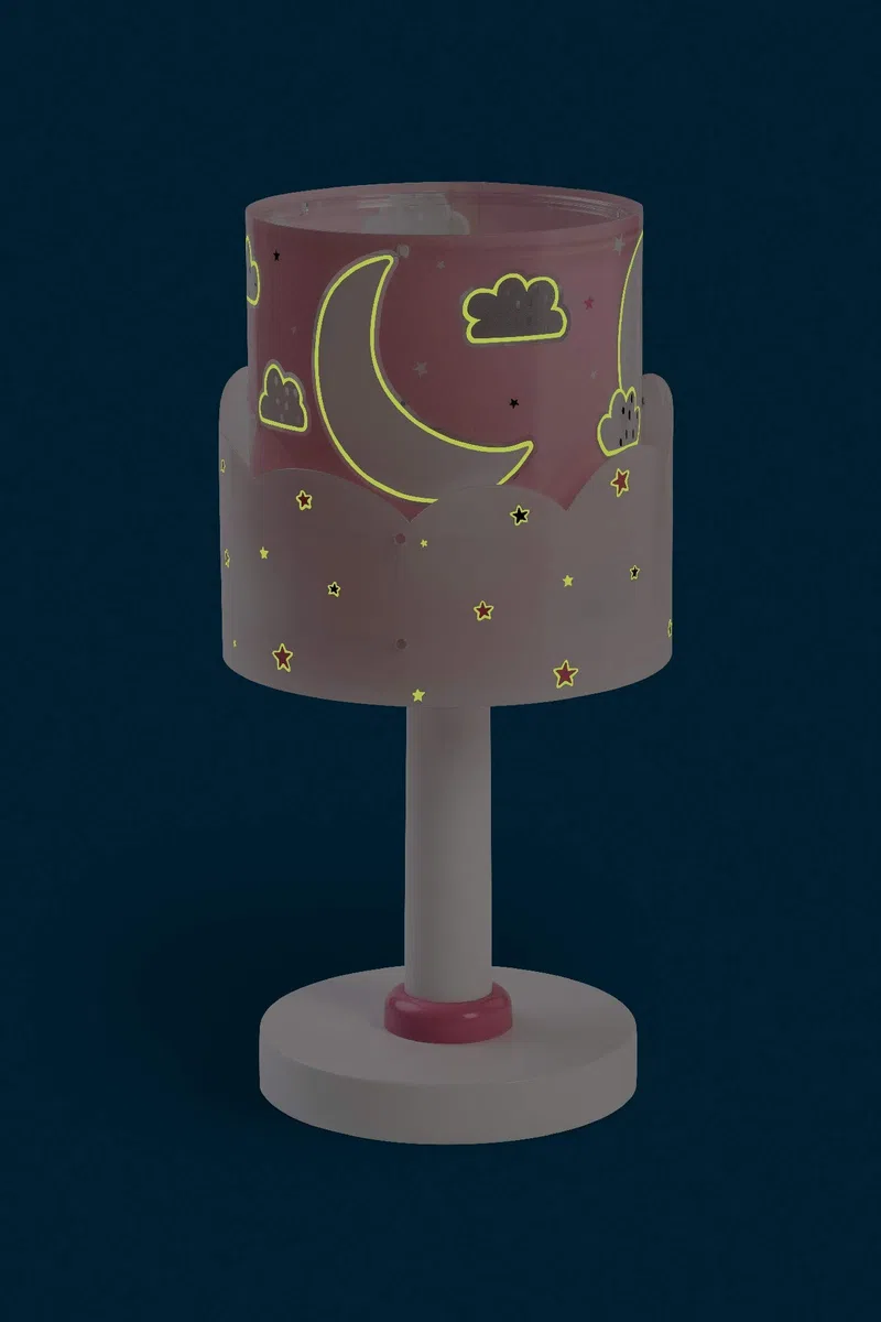 Dalber Lampada da comodino Moon, design luna e nuvole rosa