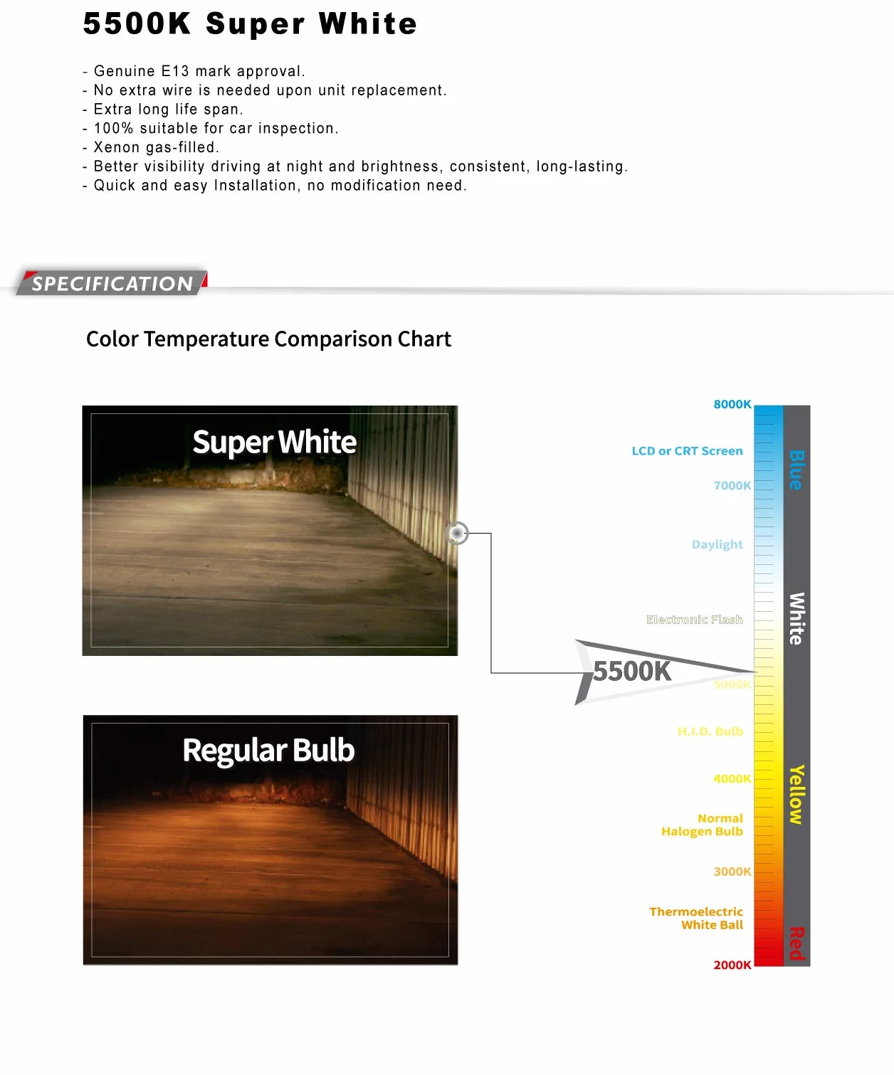 MARUTA® H15 55/15W 12 V 5500K, lampadine Super White Serie con gas allo Xeno (E4) con tecnologia avanzata.