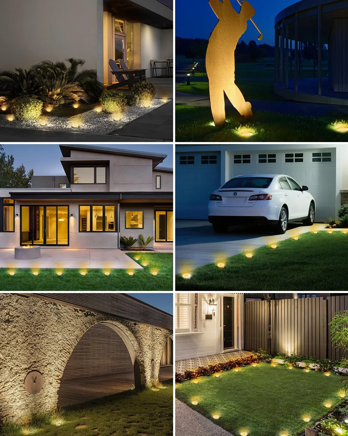 btfarm 8 Pezzi Luci Solari da Giardino, 8 LED Faretti Sepolta Solari a Led da Esterno, IP65 Impermeabile Lampade Faretto Solare da Terra per Prato Vialetto Cortile Strade Paesaggio, Bianco Caldo