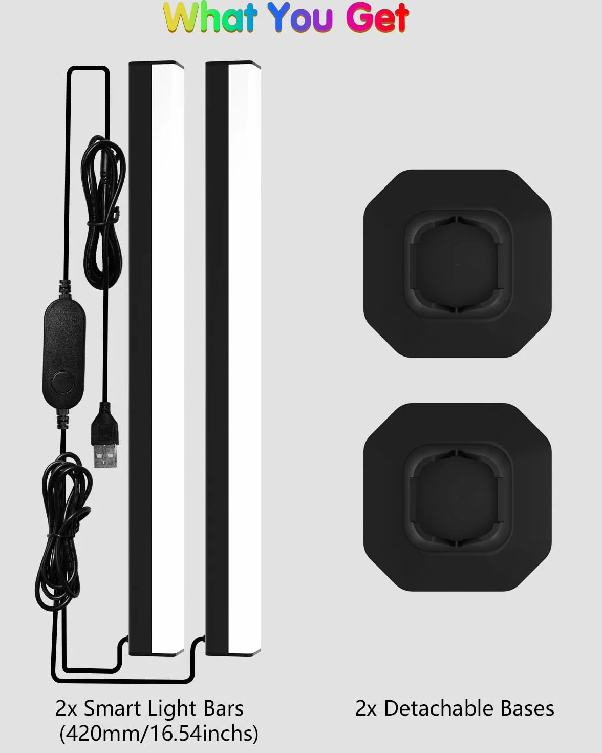 Barre LED RGBIC da Scrivania 42 CM, Luci TV Retroilluminazione Intelligente USB con Sincronizzazione Musicale e Controllo APP, Lampada da Gaming a 270° per PC, Monitor, Accessori Gaming Room